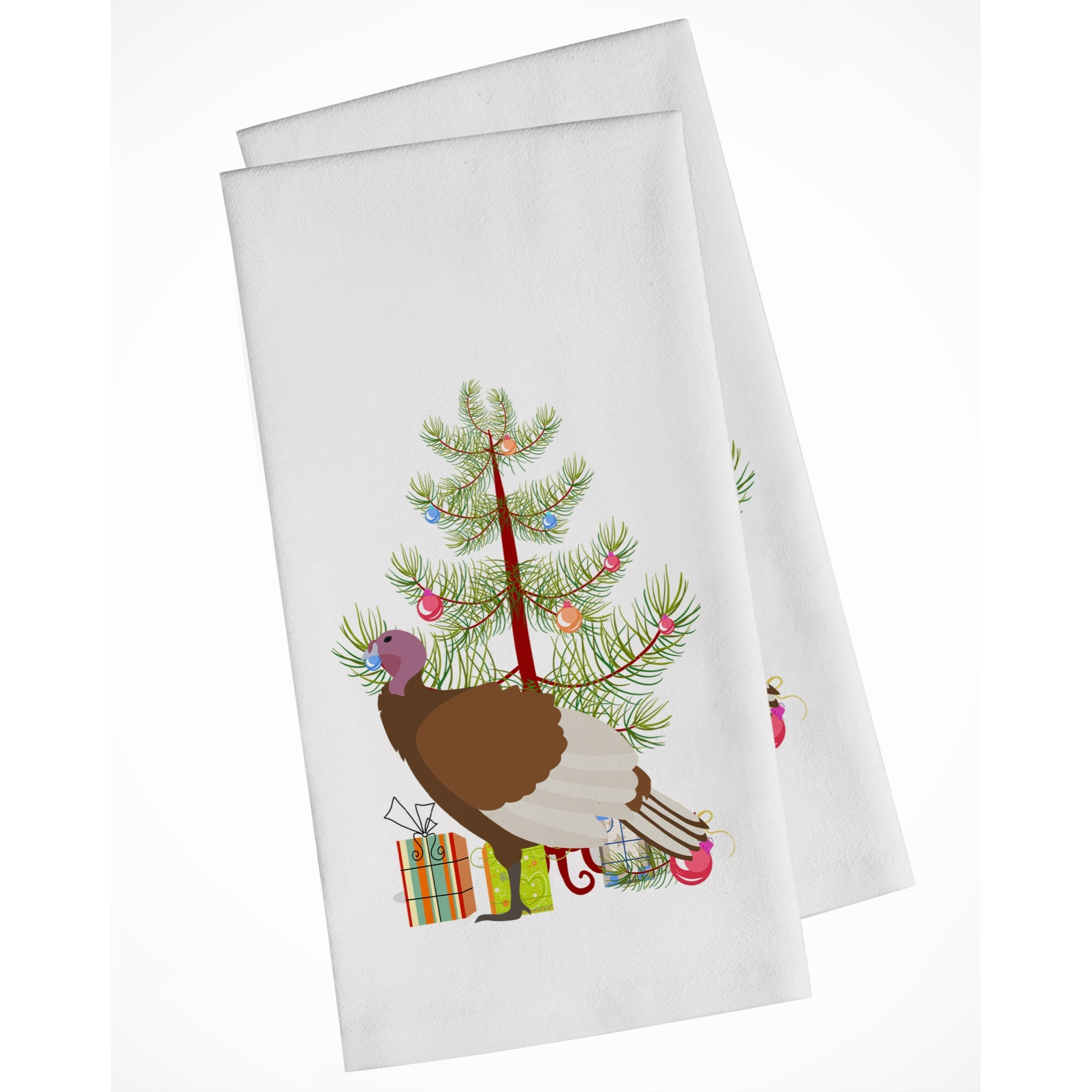Bourbon Red Turkey Hen Christmas White Kitchen Towel Set of 2