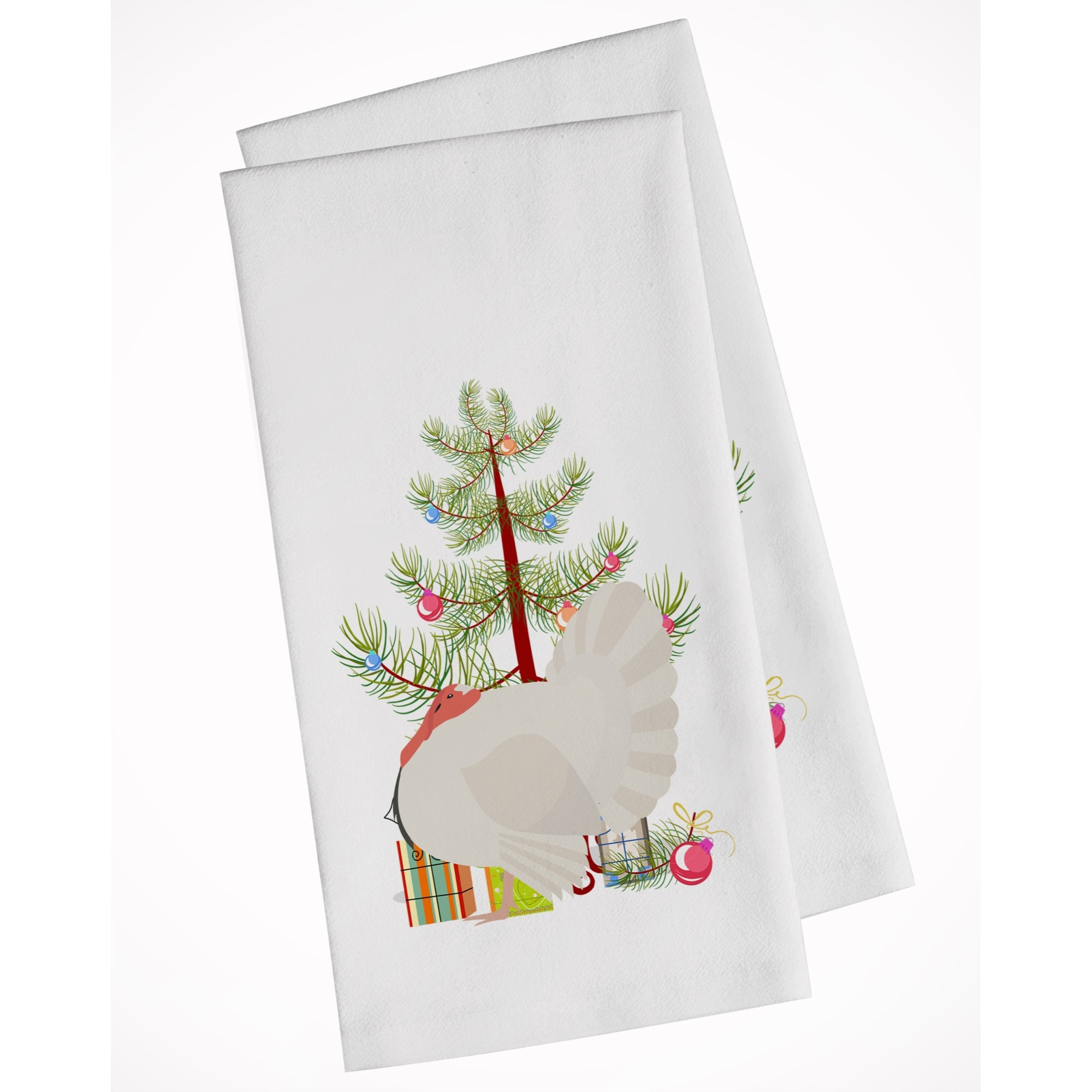 White Holland Turkey Christmas White Kitchen Towel Set of 2