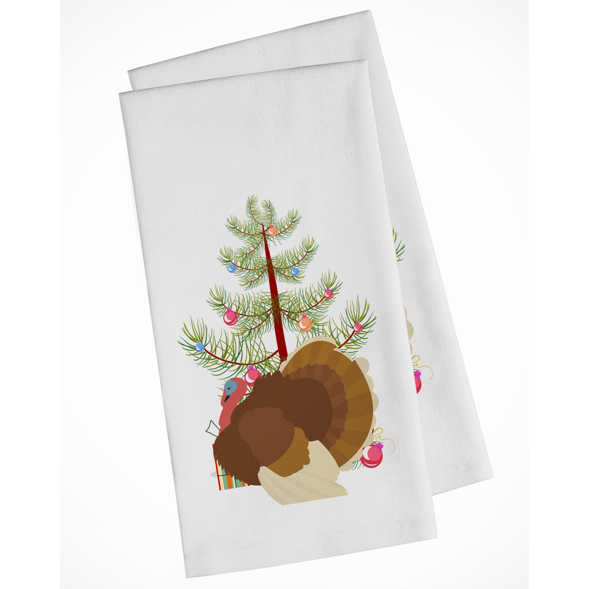 French Turkey Dindon Christmas White Kitchen Towel Set of 2