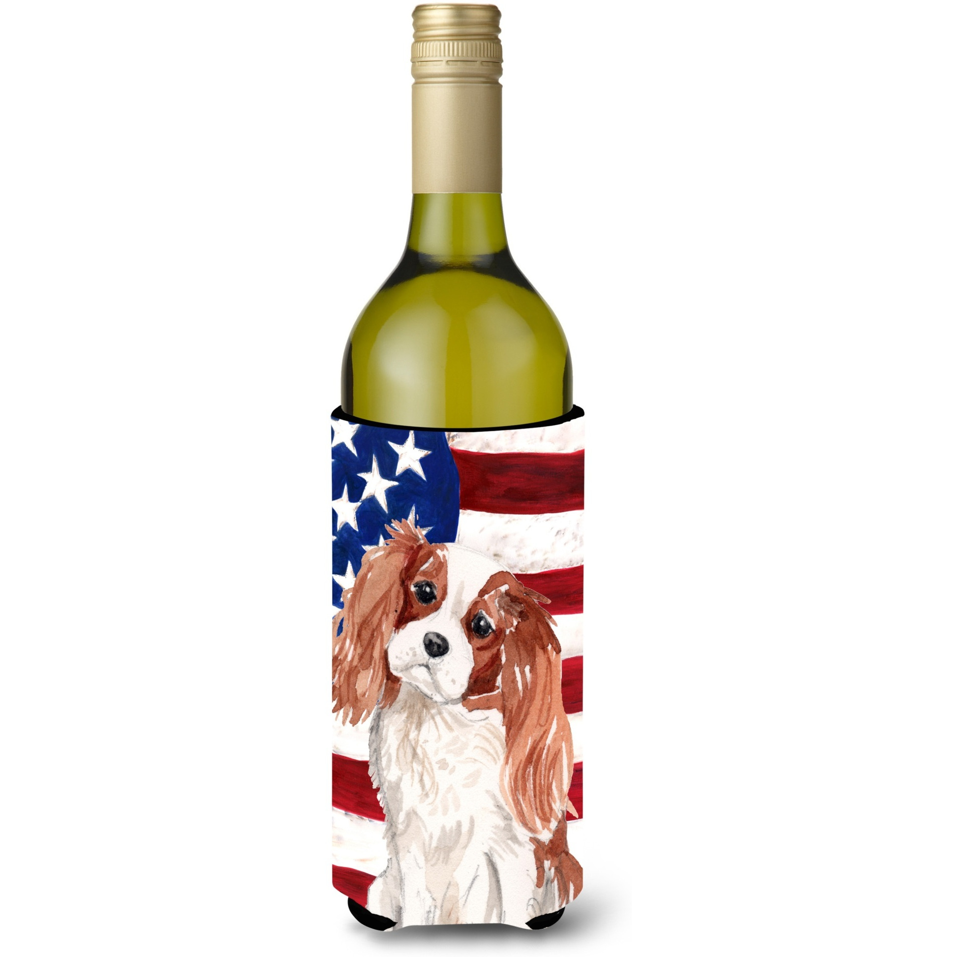 &quotCaroline's Treasures Blenheim Cavalier Spaniel Patriotic Decorative Bottle Hugger, 750ml, Multicolor"