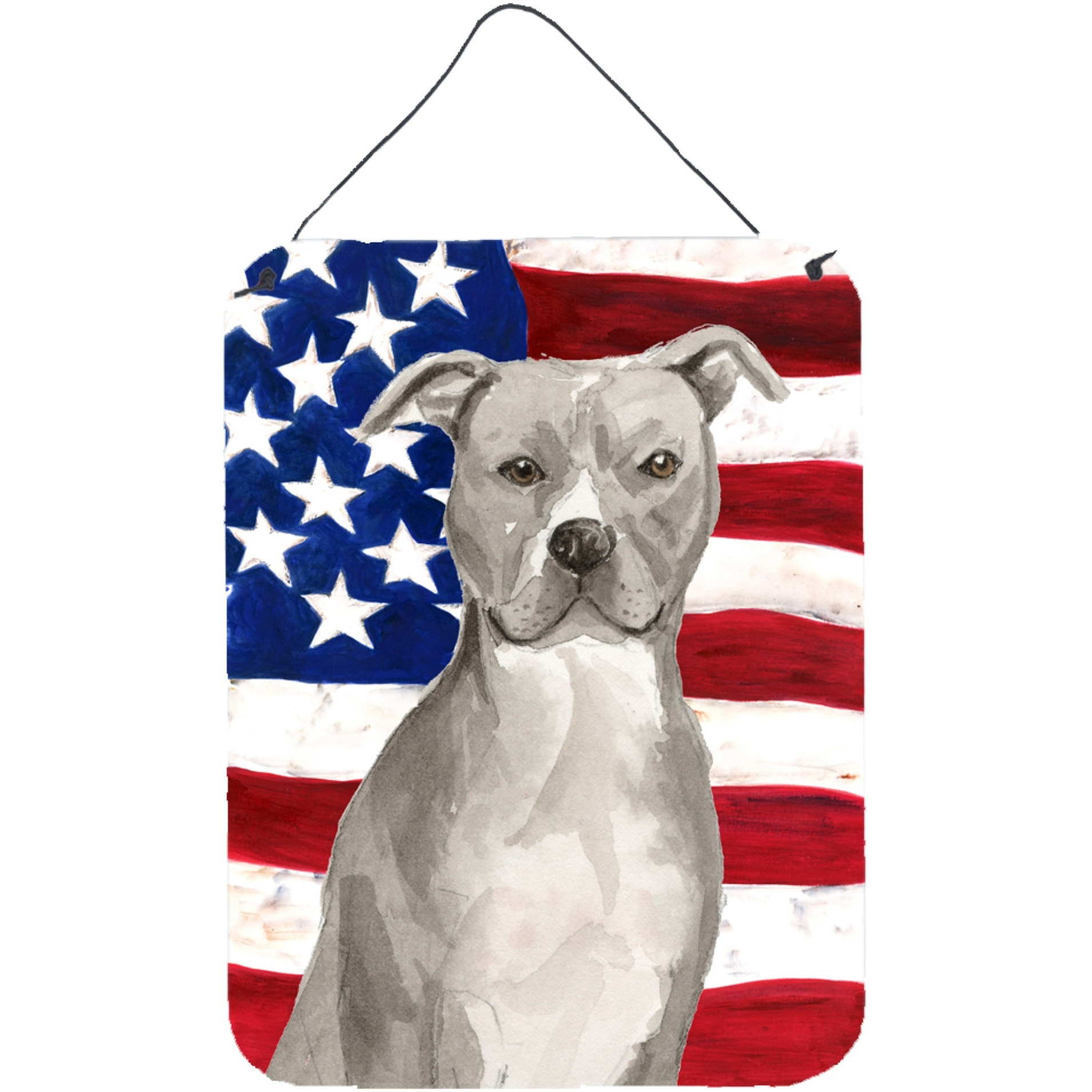 &quotCaroline's Treasures Staffordshire Bull Terrier Patriotic Metal Print, 16"" x 12"", Multicolor"