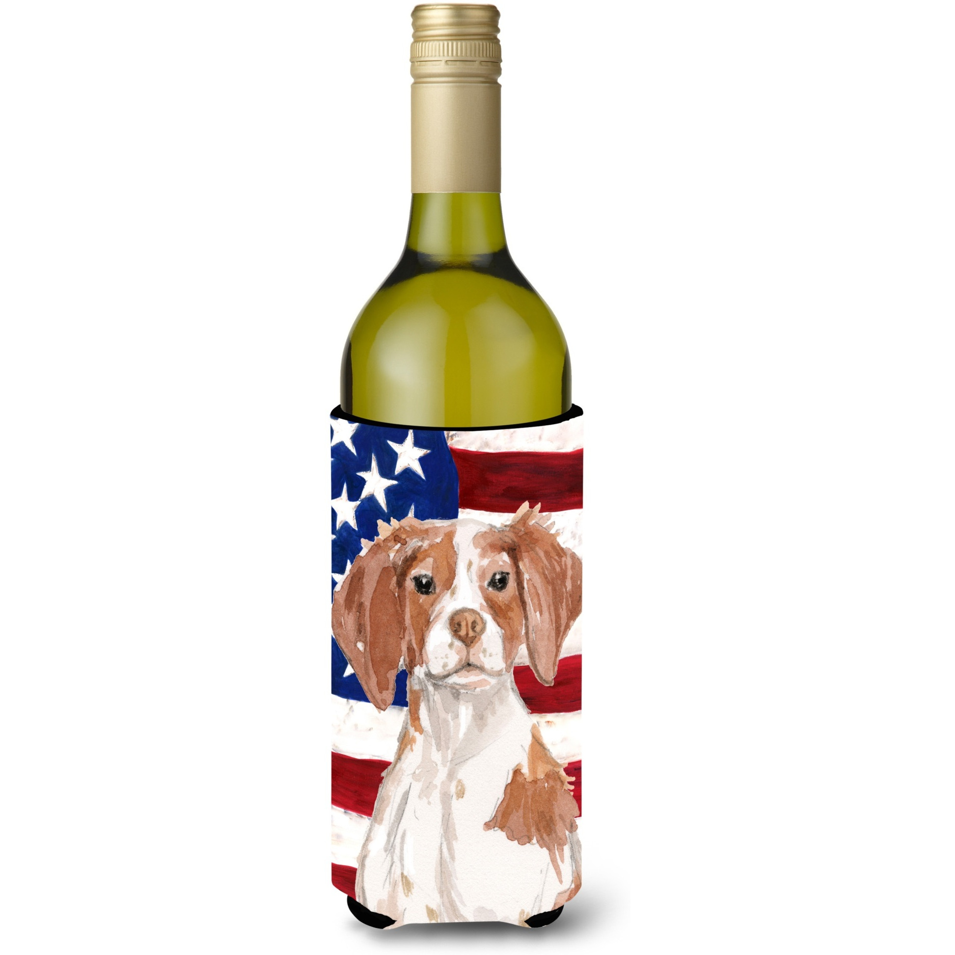 &quotCaroline's Treasures Brittany Spaniel Patriotic Decorative Bottle Hugger, 750ml, Multicolor"