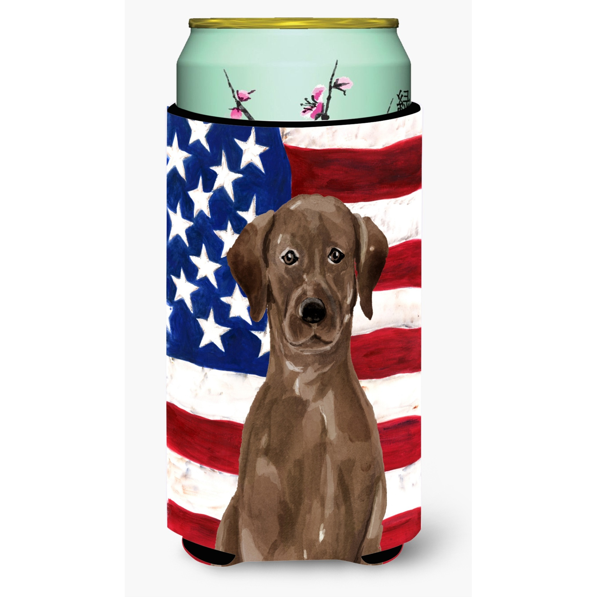 &quotCaroline's Treasures Chocolate Labrador Patriotic Decorative Can Hugger, Tall, Multicolor"