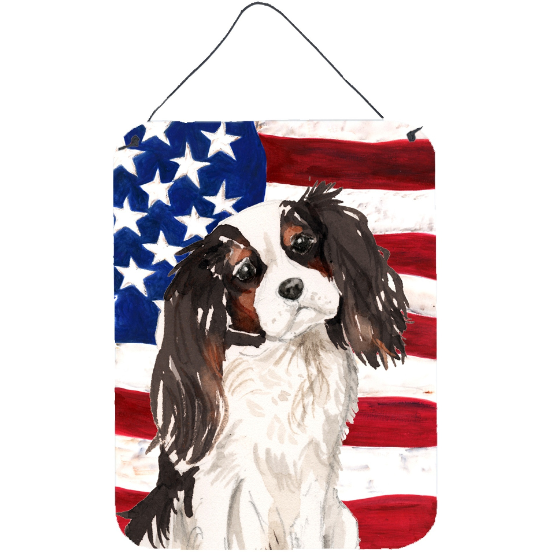 &quotCaroline's Treasures Tricolor Cavalier Spaniel Patriotic Metal Print, 16"" x 12"", Multicolor"