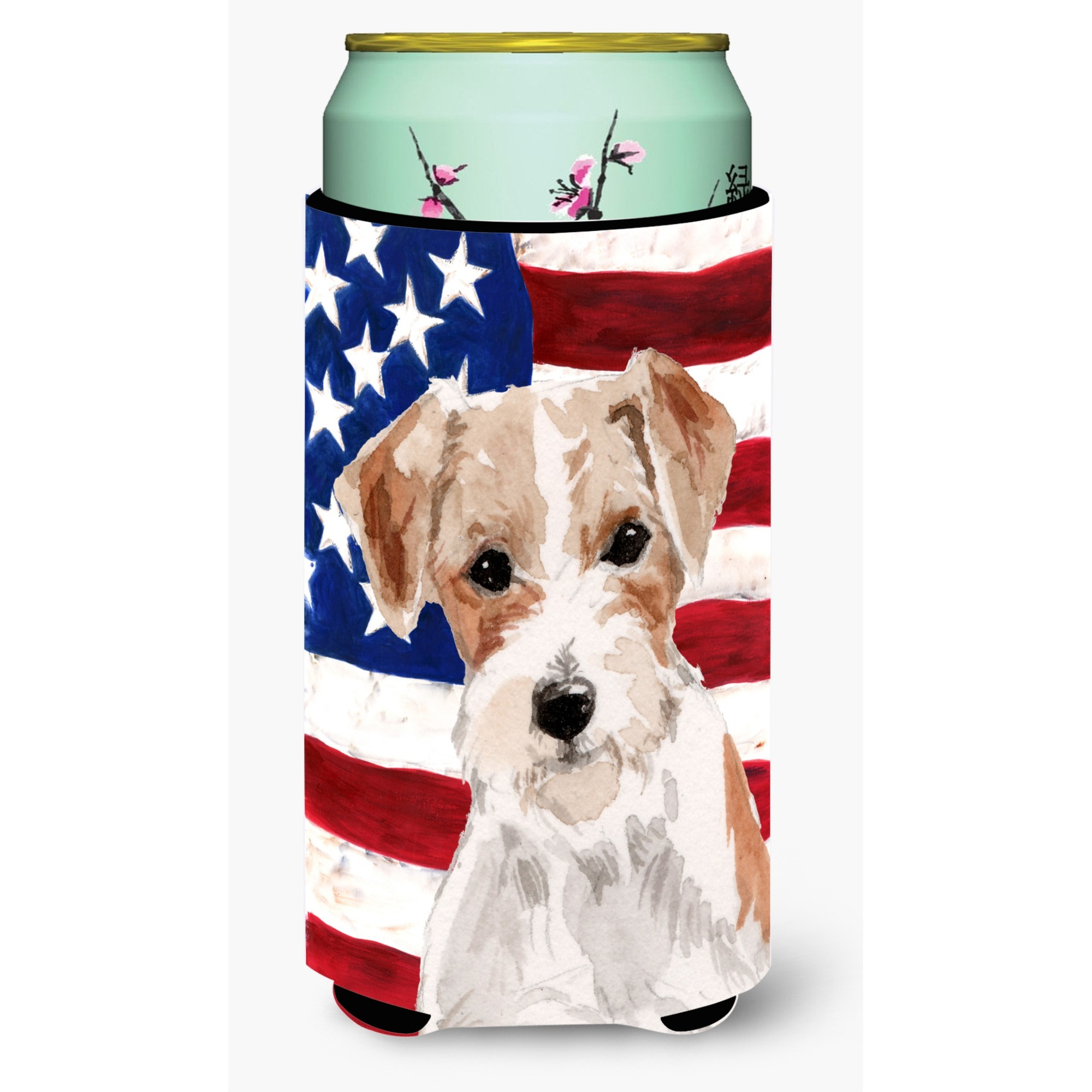 &quotCaroline's Treasures Wire Hair Jack Russell Patriotic Decorative Can Hugger, Tall, Multicolor"