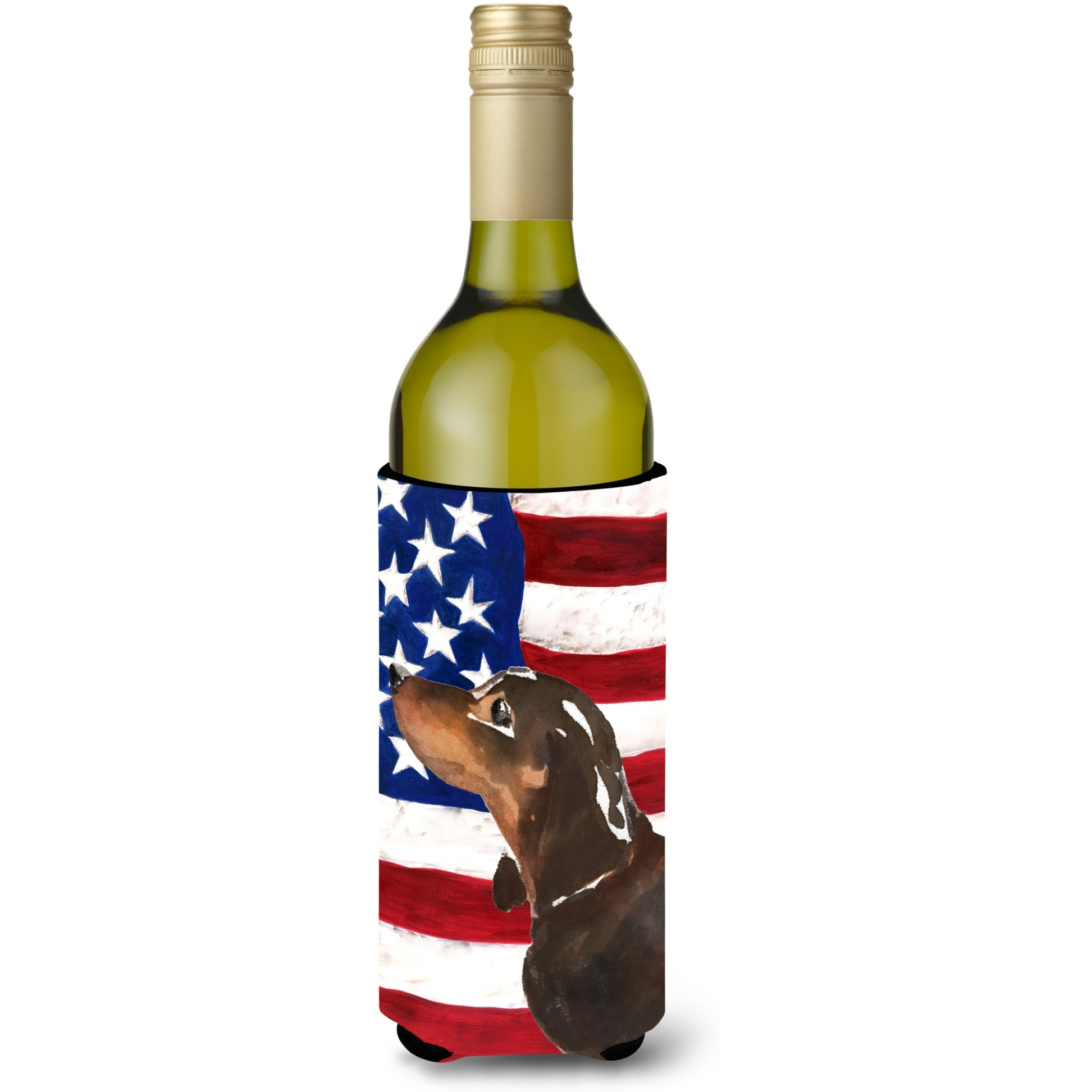 &quotCaroline's Treasures Black and Tan Dachshund Patriotic Decorative Bottle Hugger, 750ml, Multicolor"