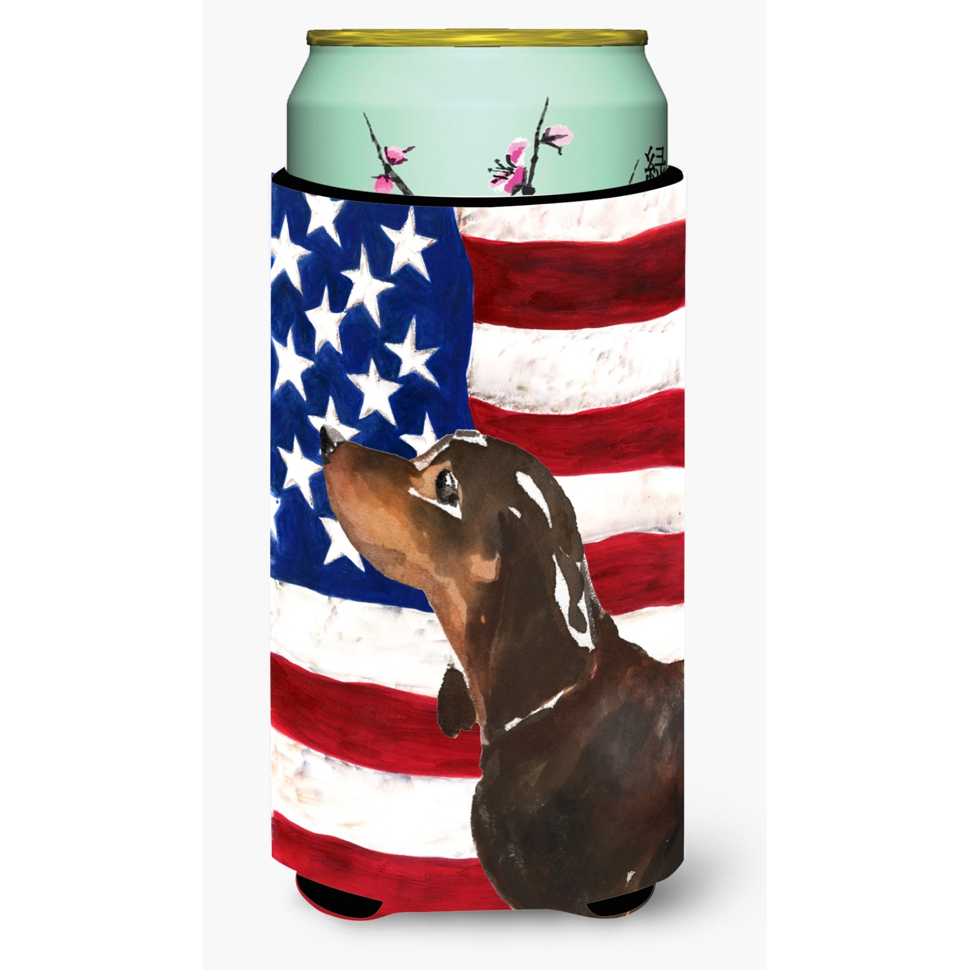 &quotCaroline's Treasures Black and Tan Dachshund Patriotic Decorative Can Hugger, Tall, Multicolor"