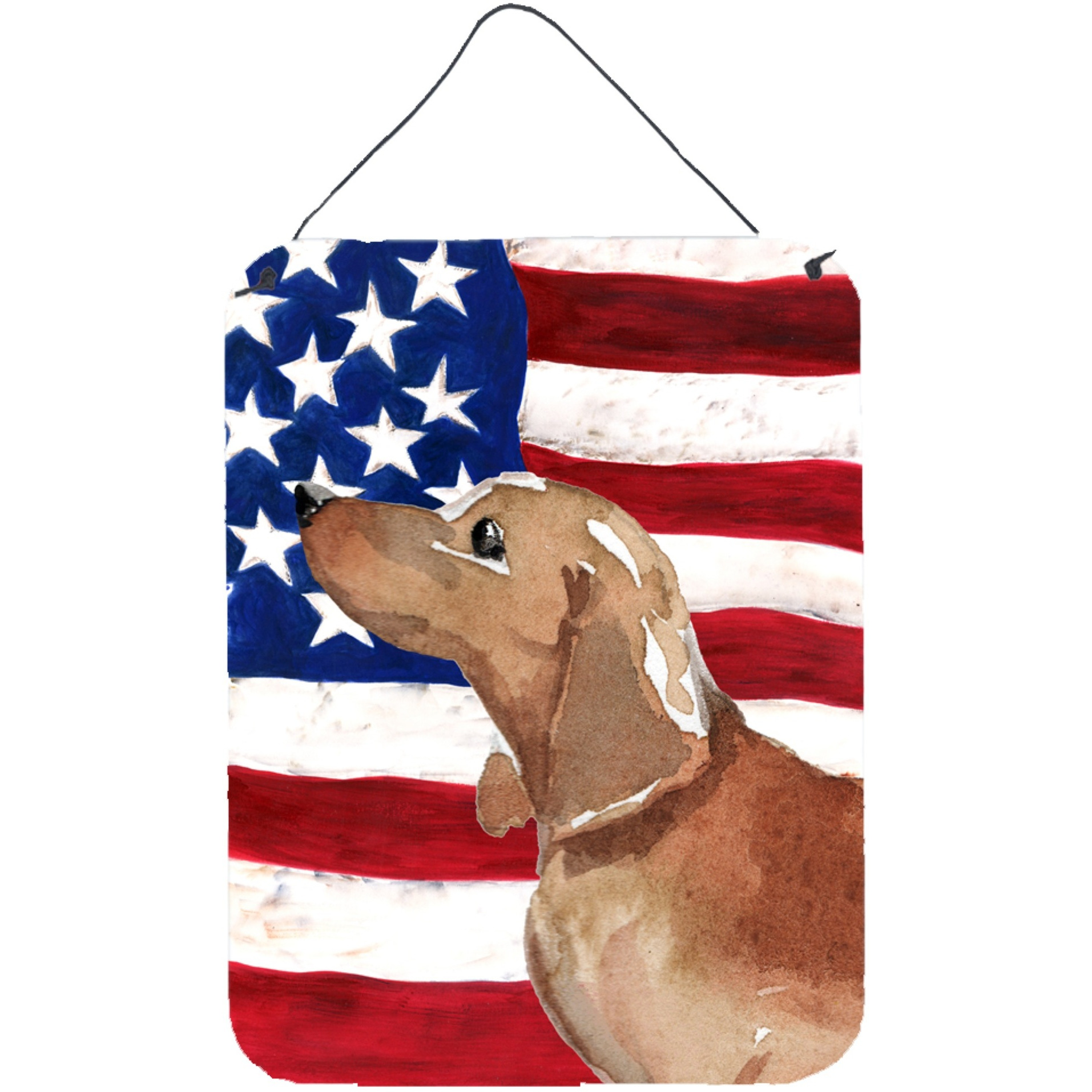 &quotCaroline's Treasures Red Tan Dachshund Patriotic Metal Print, 16"" x 12"", Multicolor"