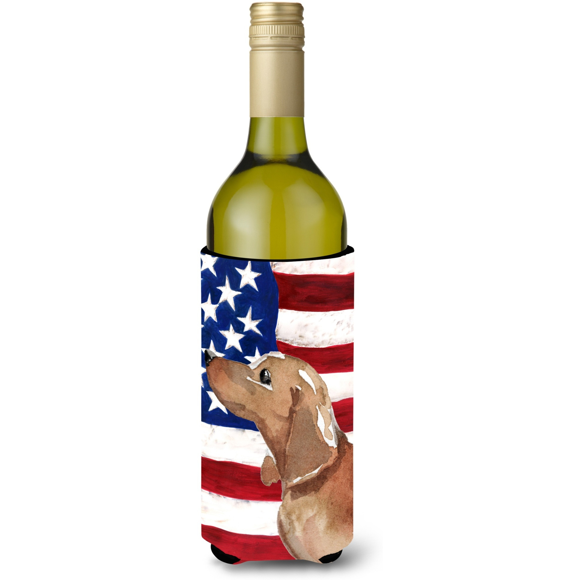 &quotCaroline's Treasures Red Tan Dachshund Patriotic Decorative Bottle Hugger, 750ml, Multicolor"