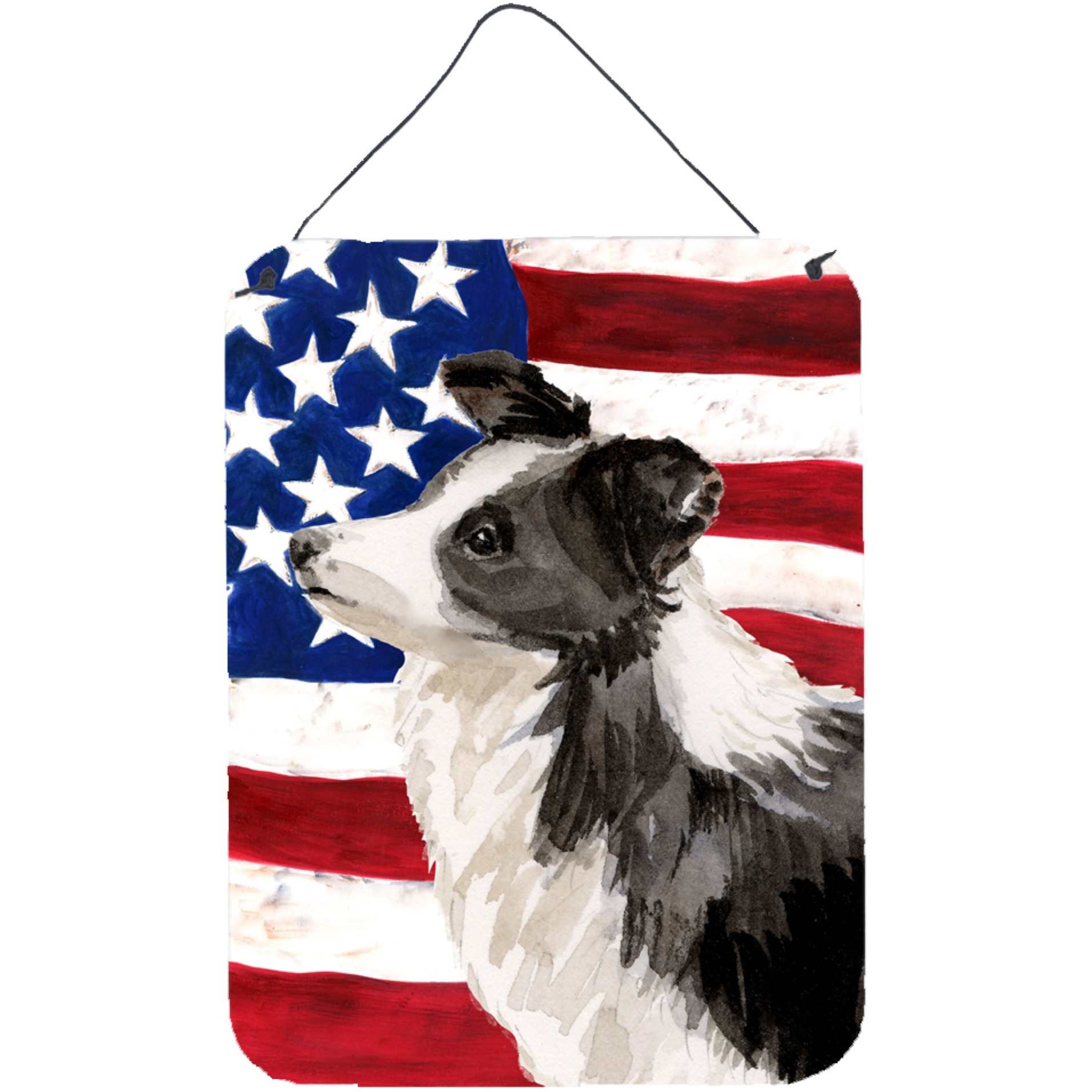&quotCaroline's Treasures Border Collie Patriotic Metal Print, 16"" x 12"", Multicolor"