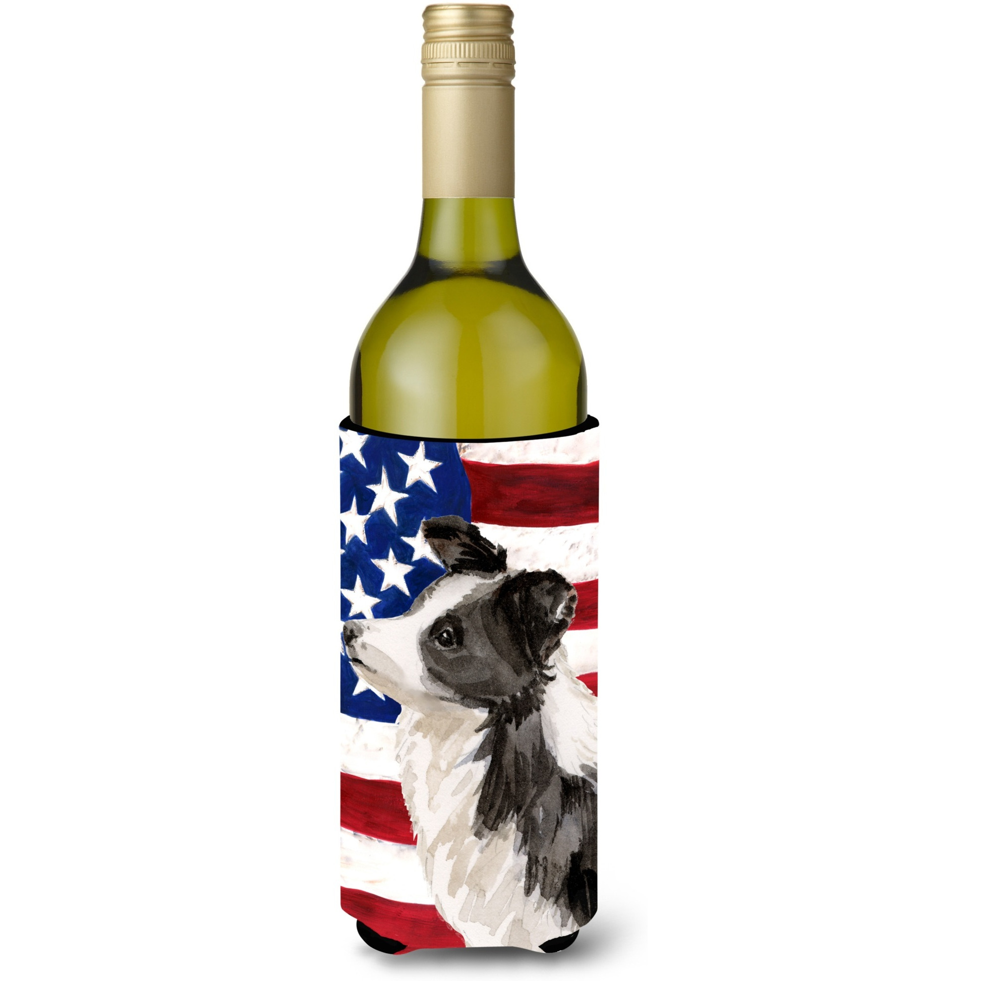 &quotCaroline's Treasures Border Collie Patriotic Decorative Bottle Hugger, 750ml, Multicolor"