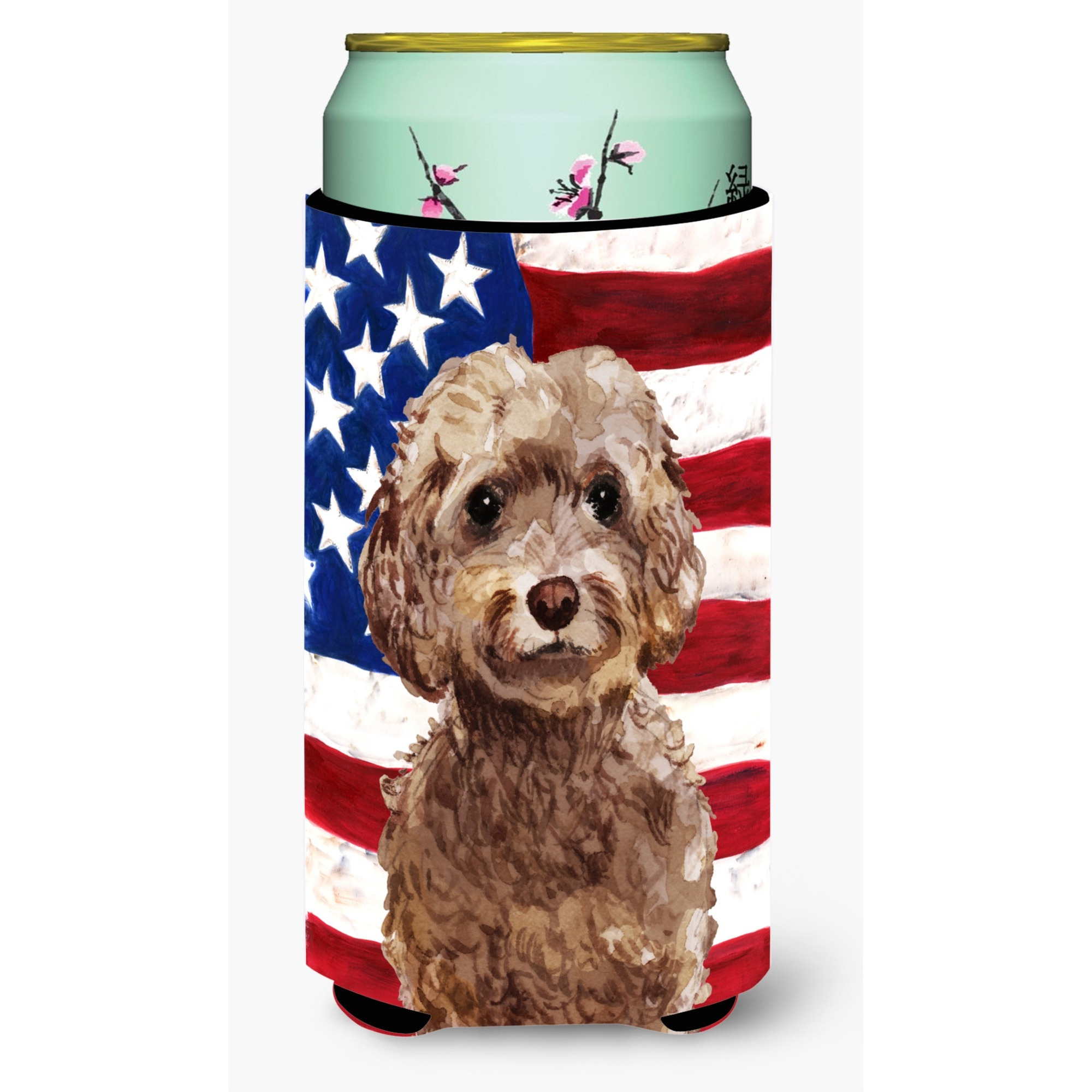 &quotCaroline's Treasures Brown Cockapoo Patriotic Decorative Can Hugger, Tall, Multicolor"