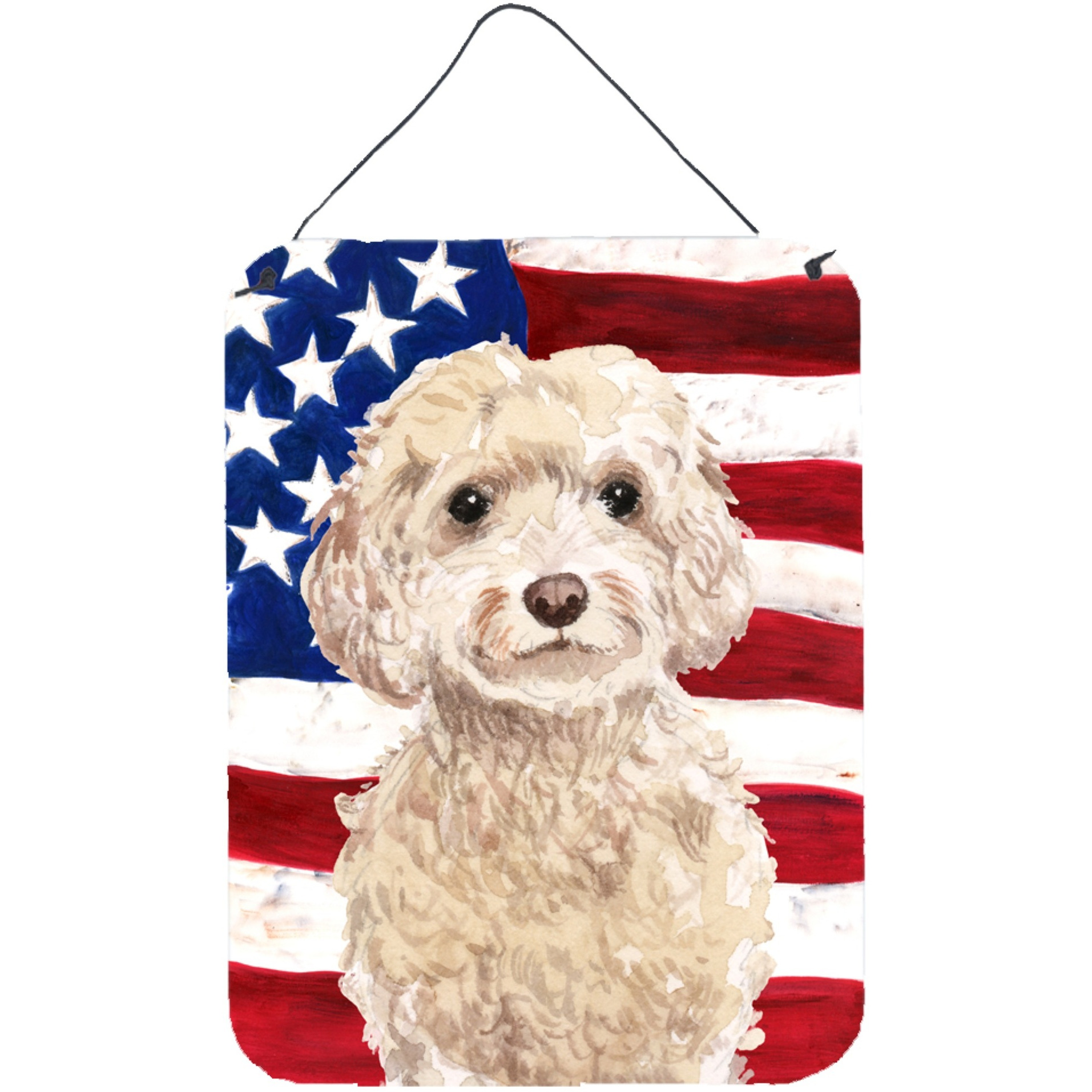 &quotCaroline's Treasures Champagne Cockapoo Patriotic Metal Print, 16"" x 12"", Multicolor"