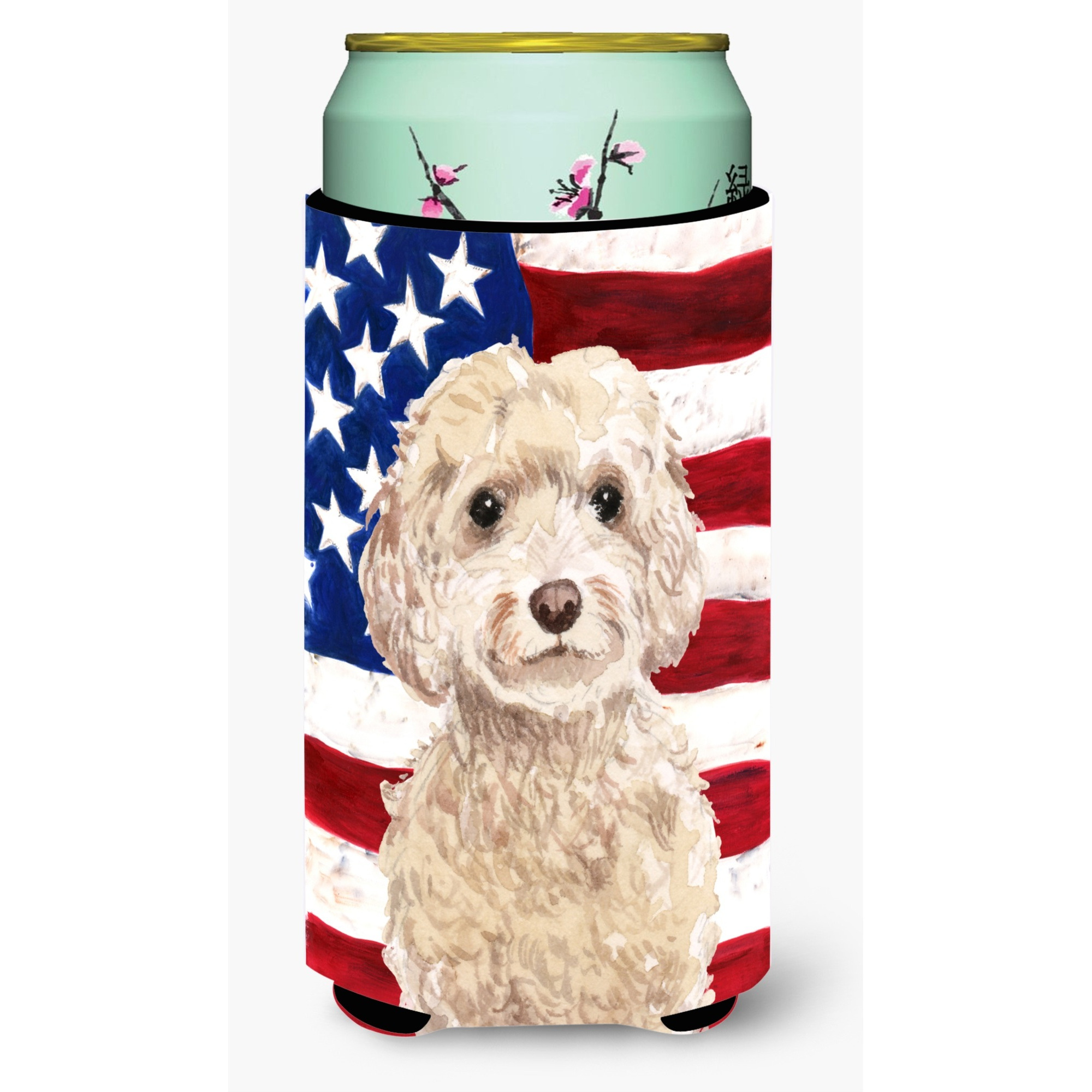 &quotCaroline's Treasures Champagne Cockapoo Patriotic Decorative Can Hugger, Tall, Multicolor"