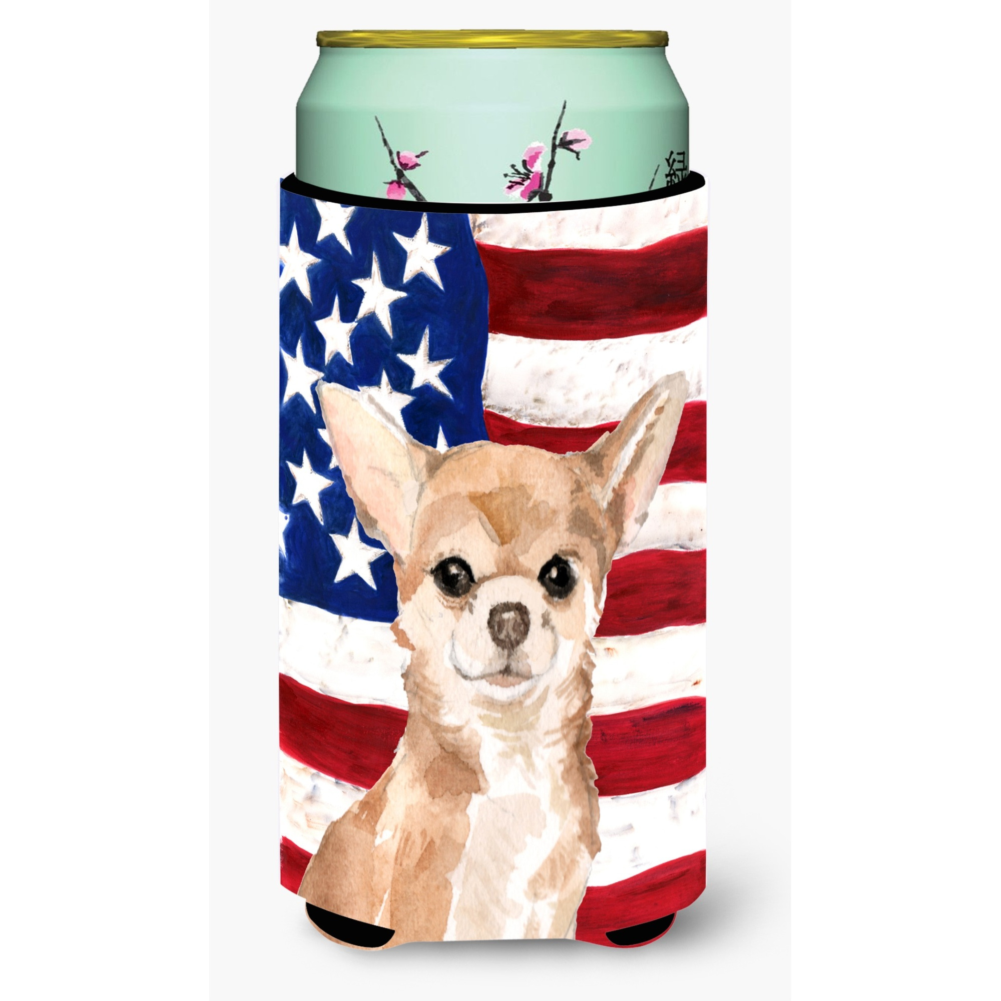 &quotCaroline's Treasures Chihuahua Patriotic Decorative Can Hugger, Tall, Multicolor"