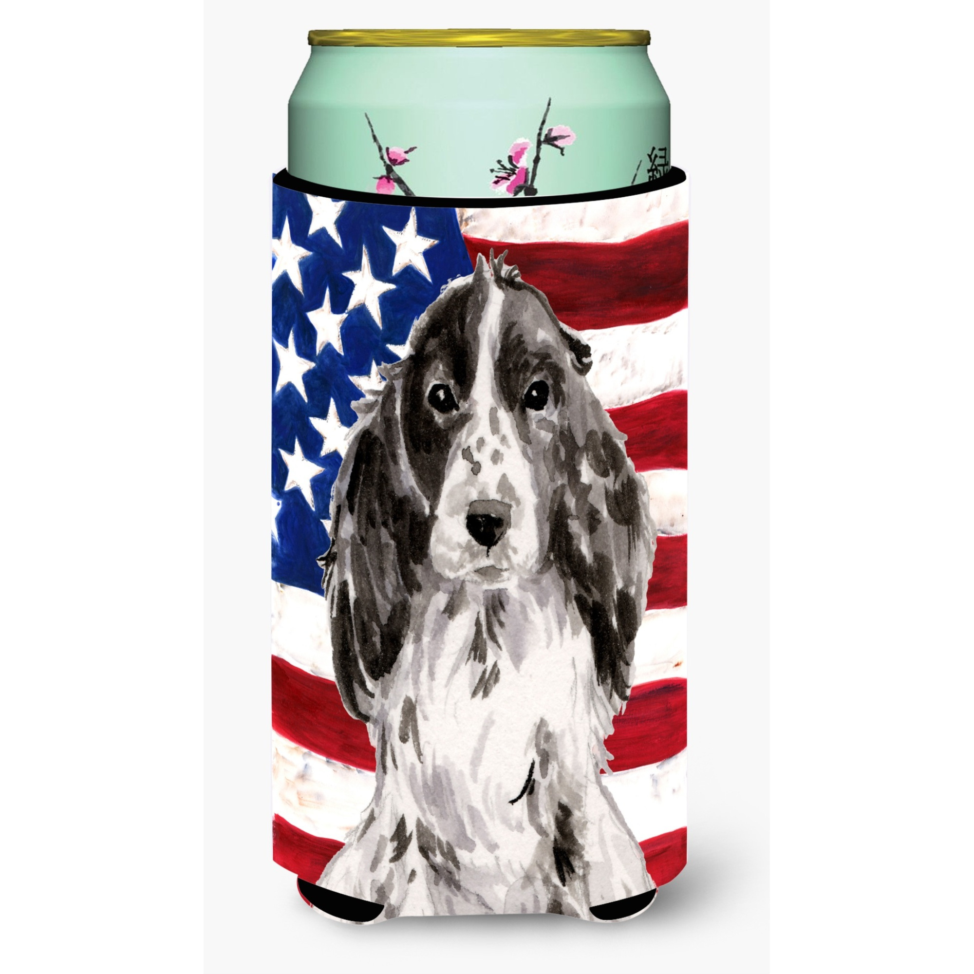 &quotCaroline's Treasures Black Parti Patriotic Decorative Can Hugger, Tall, Multicolor"