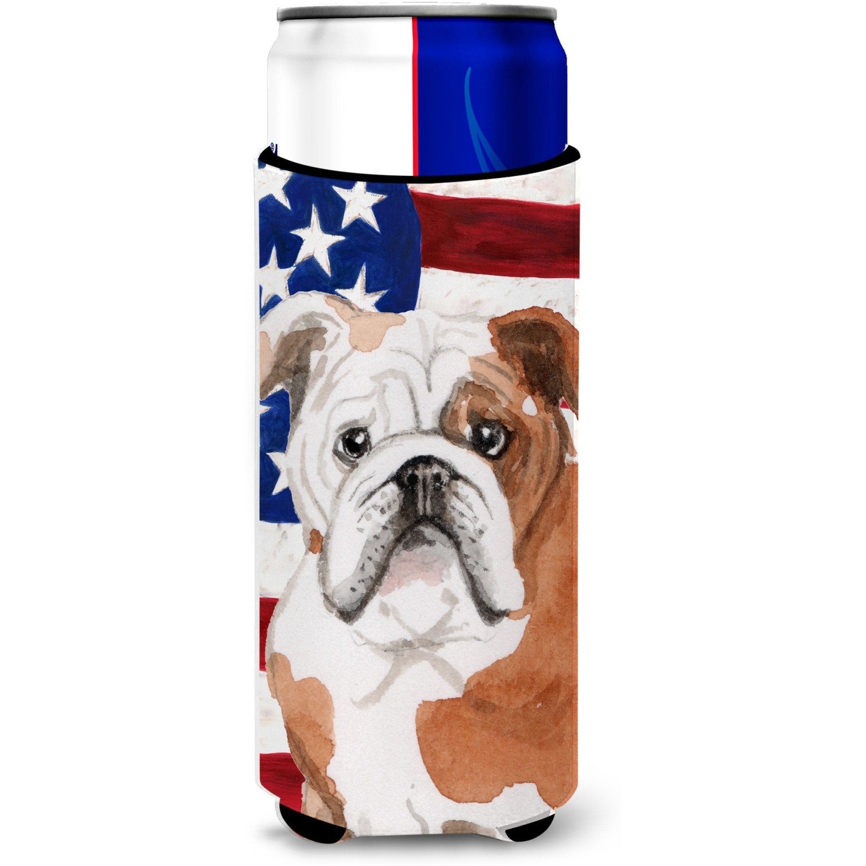 &quotCaroline's Treasures English Bulldog Patriotic Decorative Can Hugger, Slim, Multicolor"