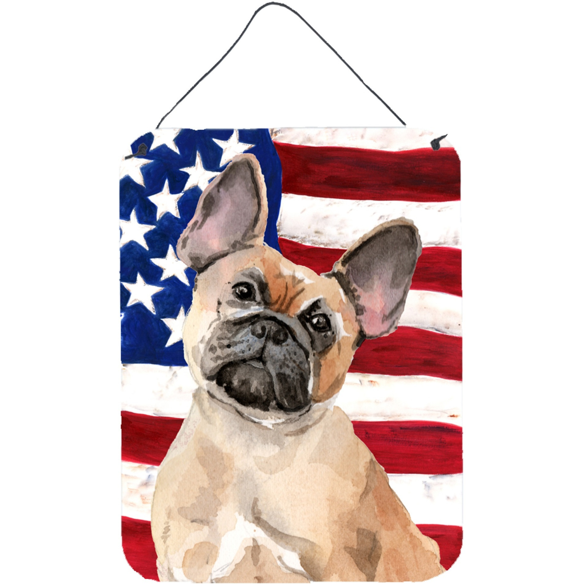 &quotCaroline's Treasures Fawn French Bulldog Patriotic Metal Print, 16"" x 12"", Multicolor"