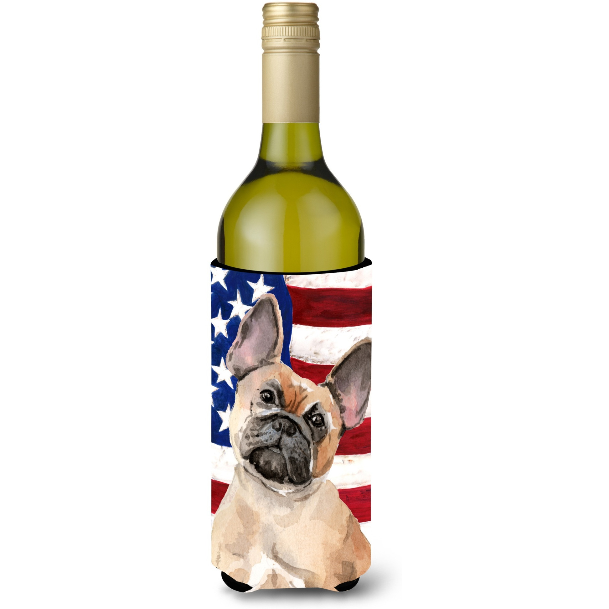 &quotCaroline's Treasures Fawn French Bulldog Patriotic Decorative Bottle Hugger, 750ml, Multicolor"