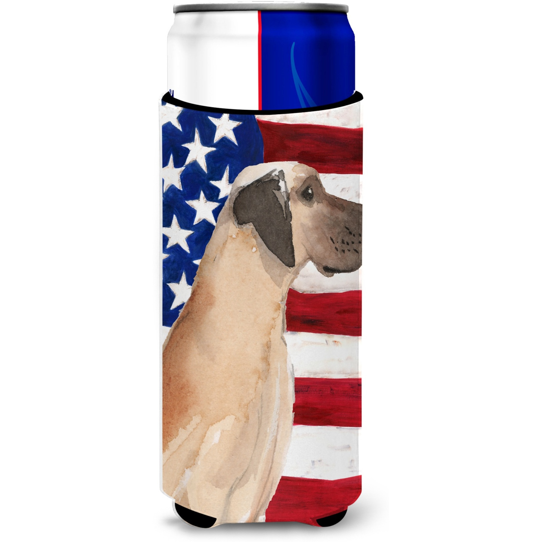 &quotCaroline's Treasures Fawn Natural Dane Patriotic Decorative Can Hugger, Slim, Multicolor"