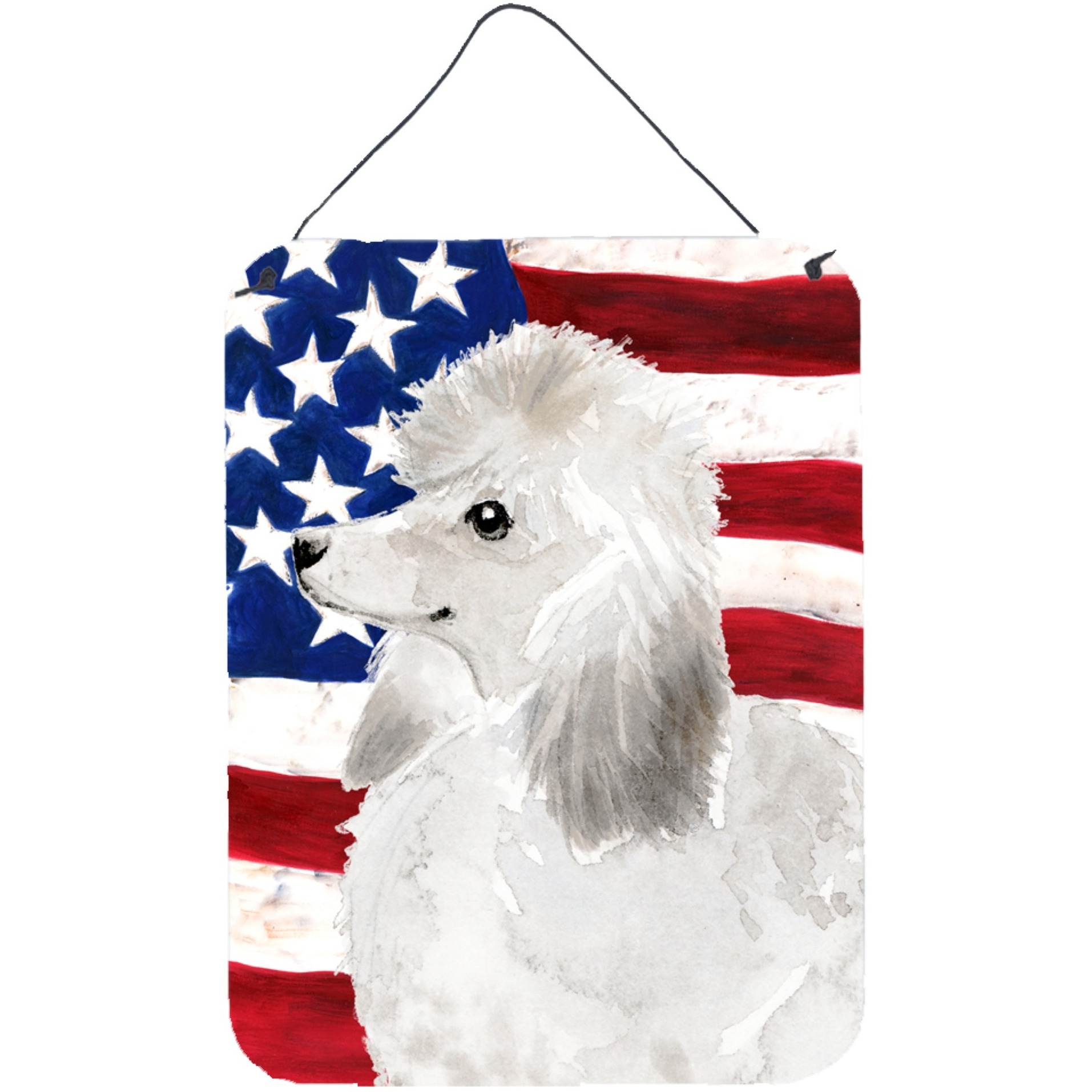 &quotCaroline's Treasures White Standard Poodle Patriotic Metal Print, 16"" x 12"", Multicolor"