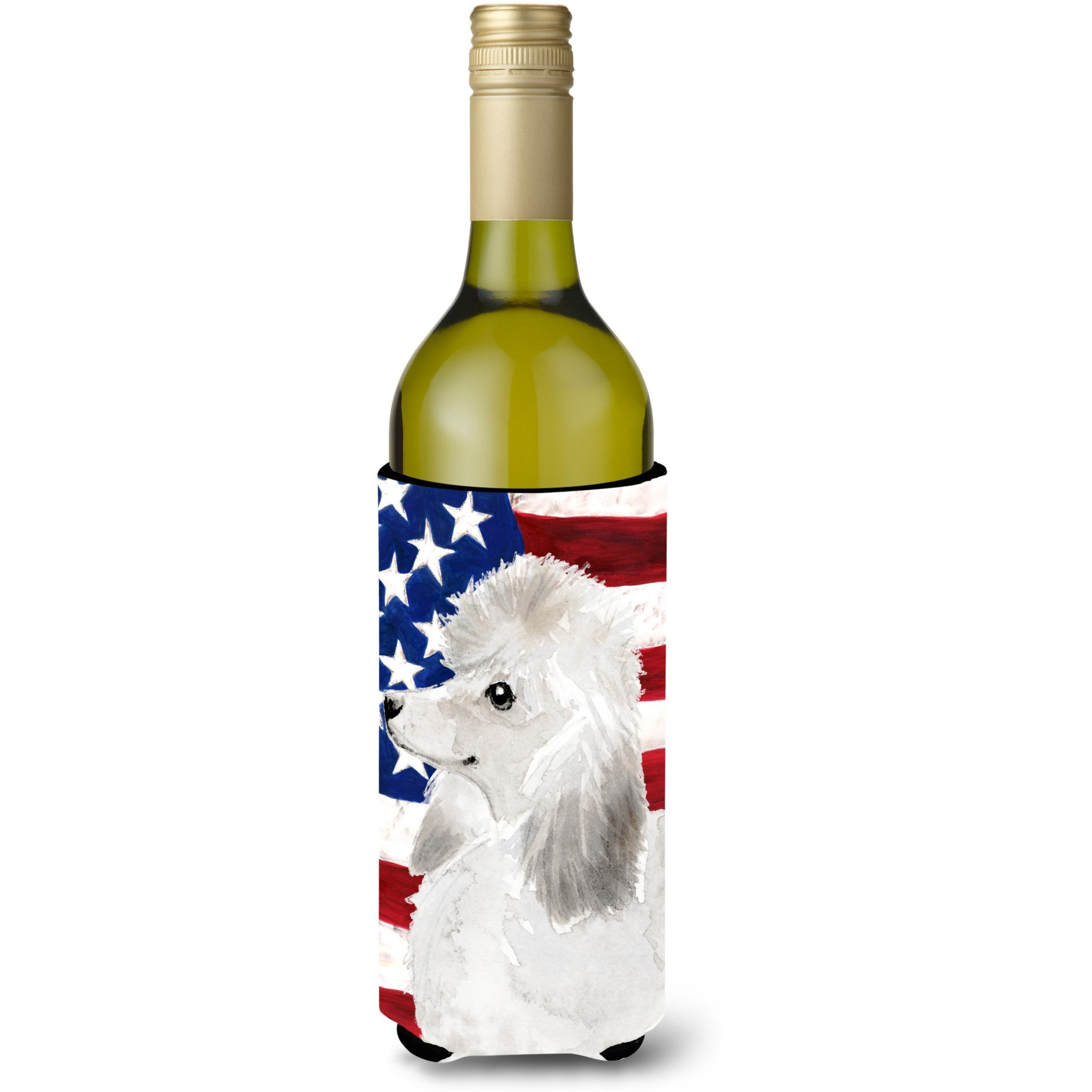 &quotCaroline's Treasures White Standard Poodle Patriotic Decorative Bottle Hugger, 750ml, Multicolor"