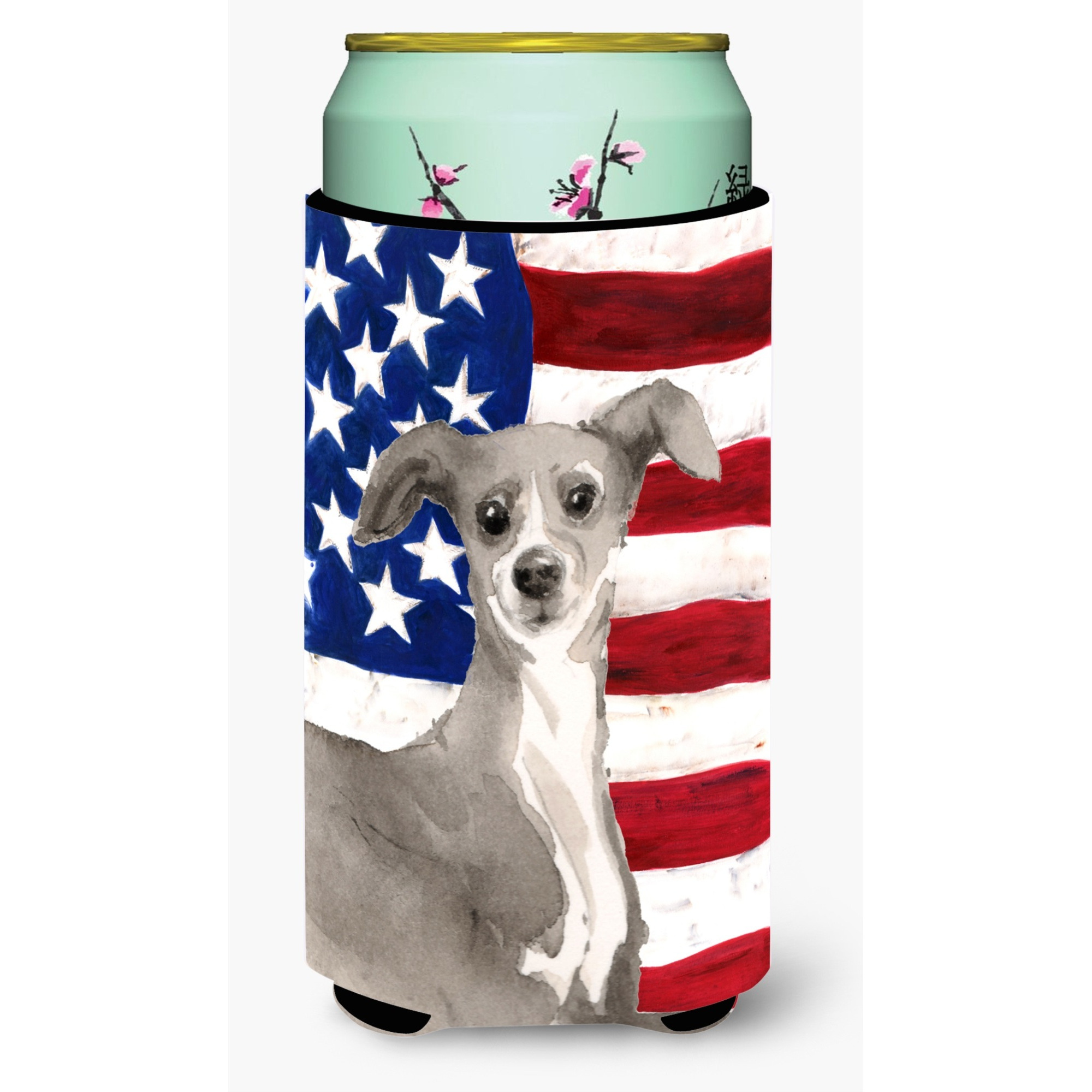 &quotCaroline's Treasures Italian Greyhound Patriotic Decorative Can Hugger, Tall, Multicolor"
