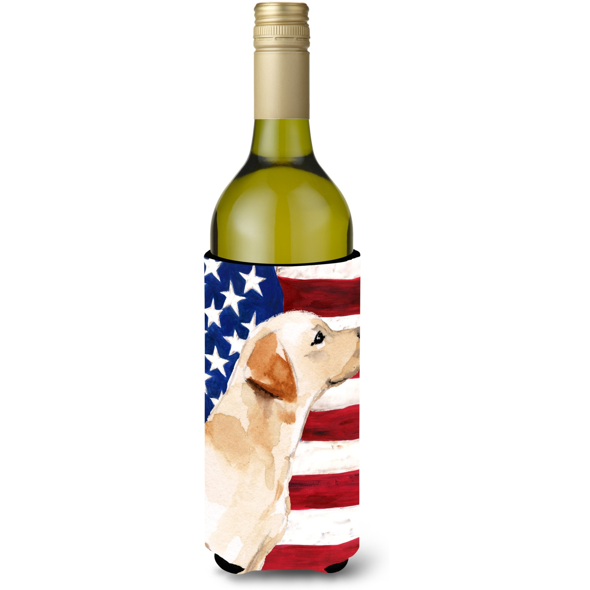 &quotCaroline's Treasures Yellow Labrador 2 Patriotic Decorative Bottle Hugger, 750ml, Multicolor"