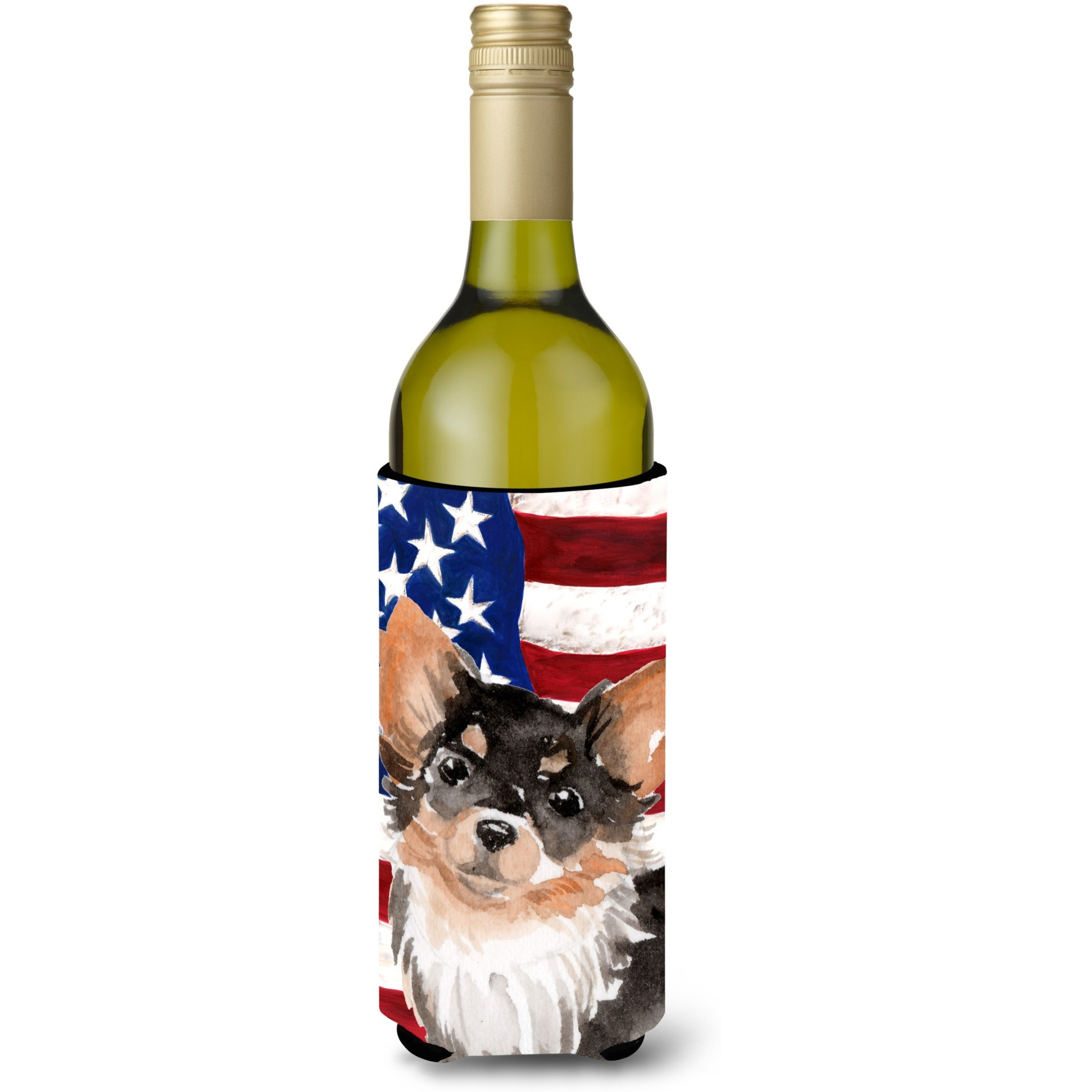 &quotCaroline's Treasures Long Haired Chihuahua Patriotic Decorative Bottle Hugger, 750ml, Multicolor"