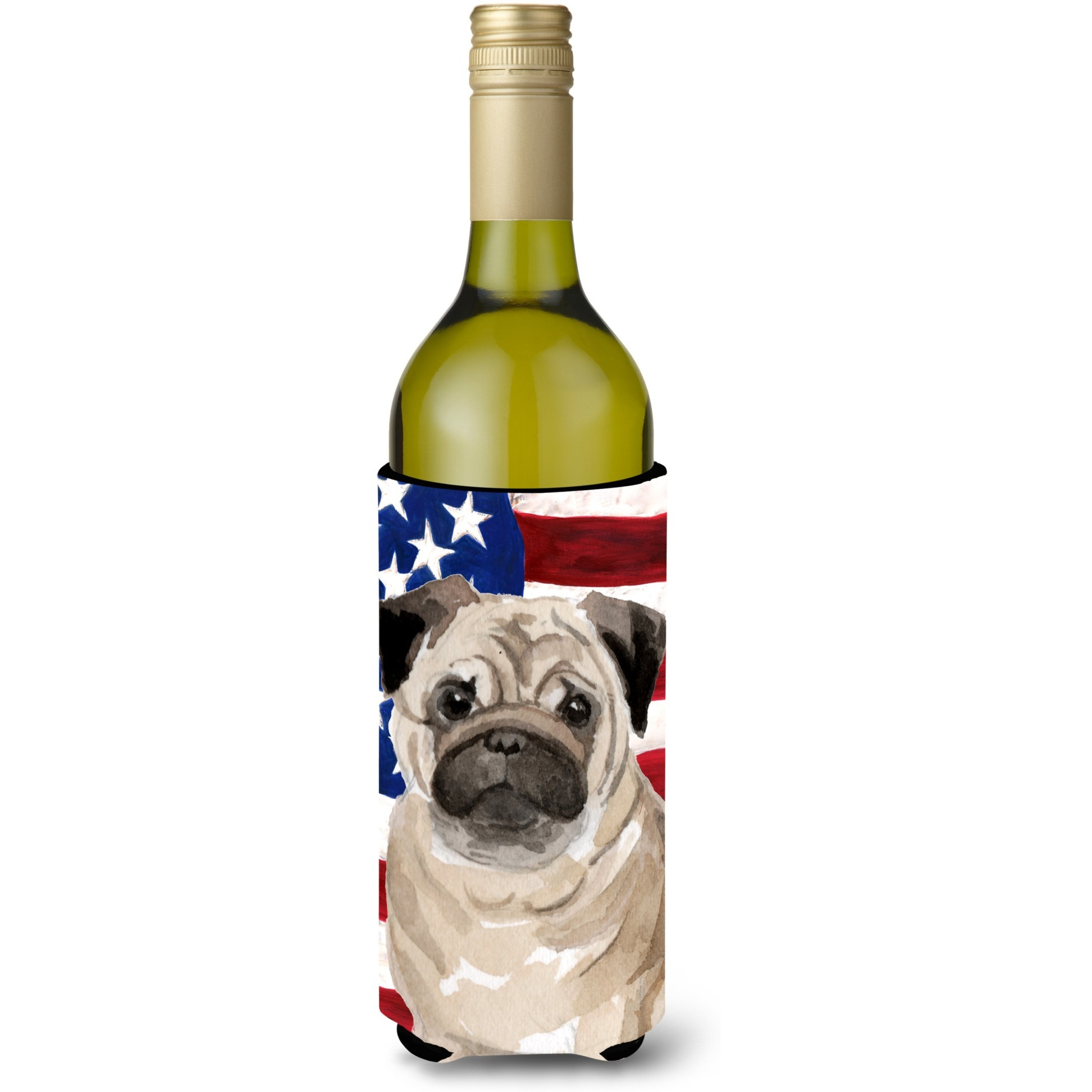 &quotCaroline's Treasures Fawn Pug Patriotic Decorative Bottle Hugger, 750ml, Multicolor"