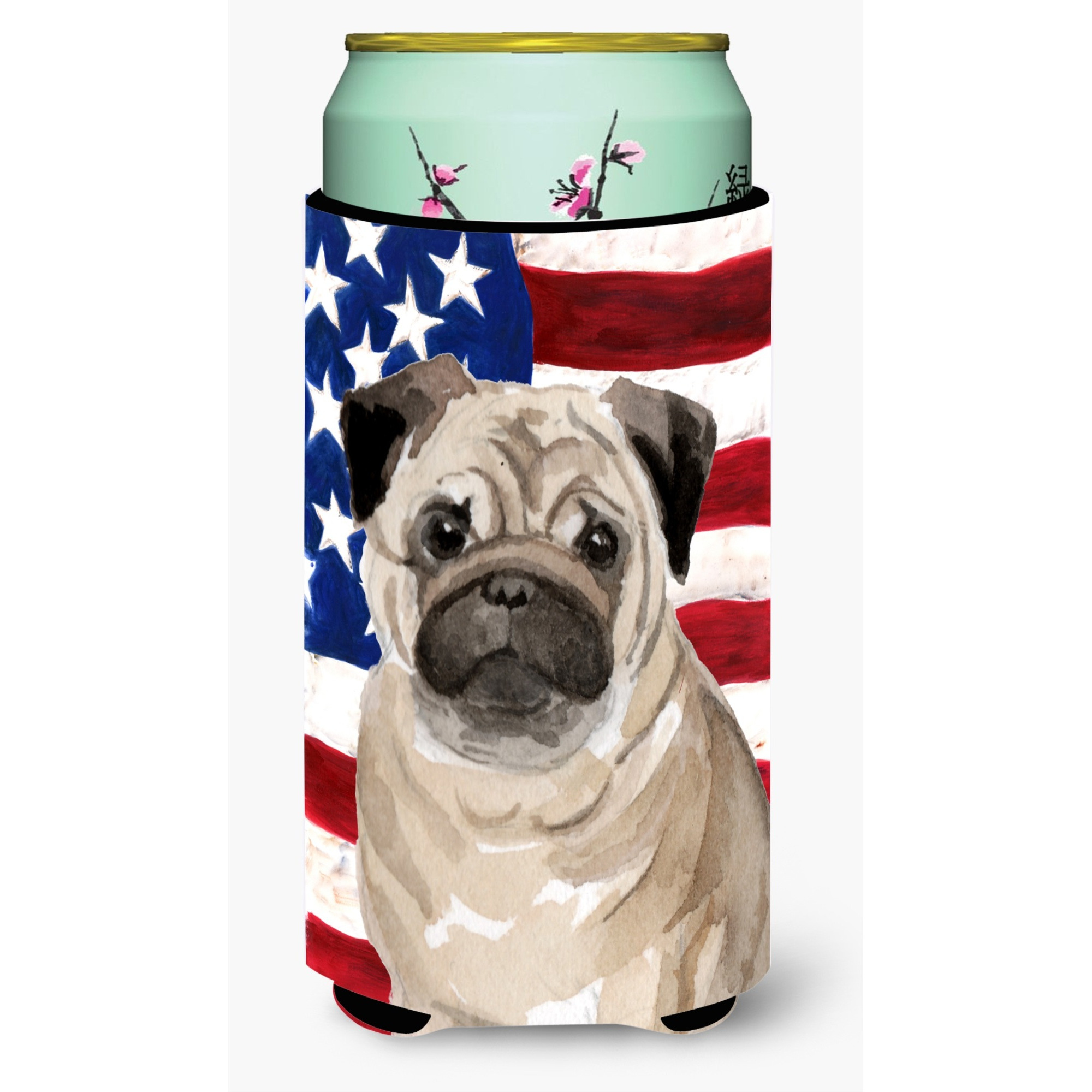 &quotCaroline's Treasures Fawn Pug Patriotic Decorative Can Hugger, Tall, Multicolor"