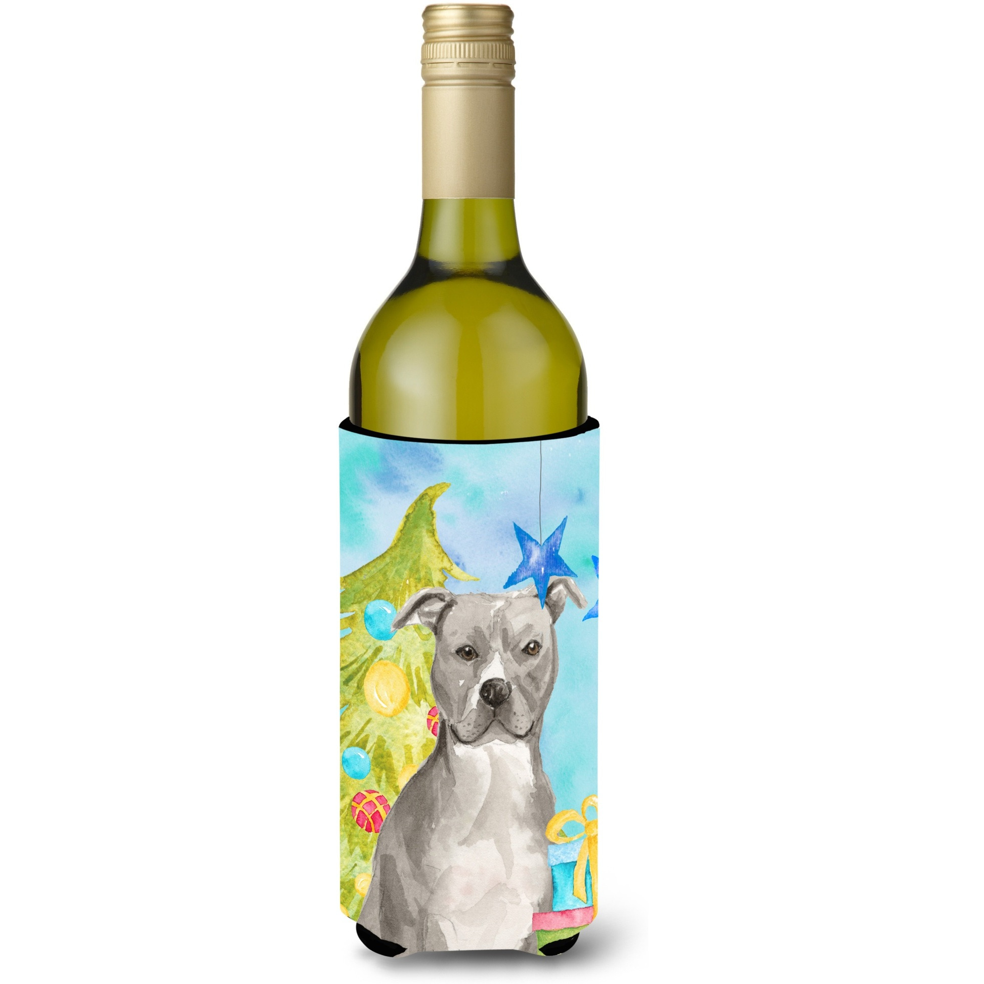 &quotCaroline's Treasures Staffordshire Bull Terrier Christmas Decorative Bottle Hugger, 750ml, Multicolor"