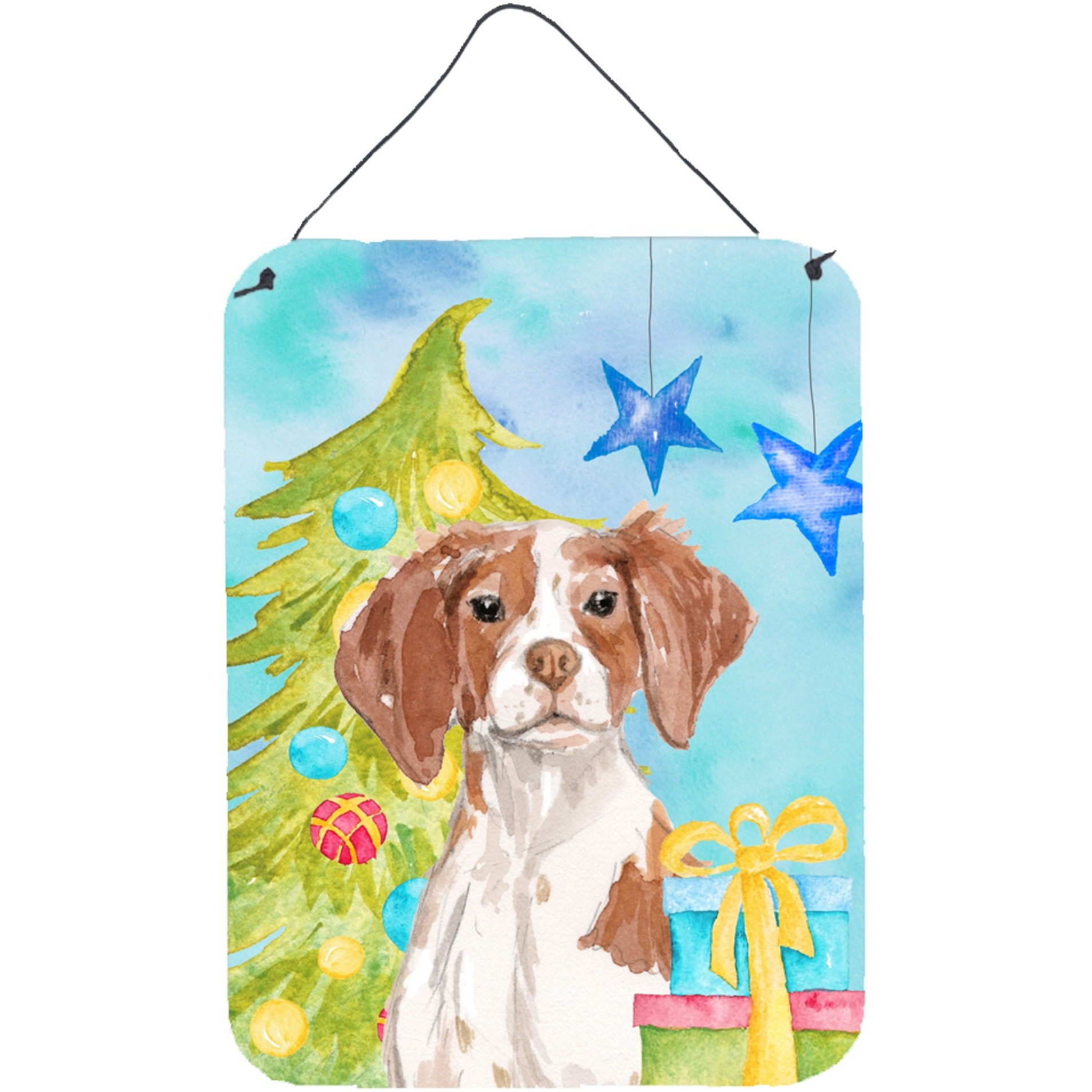 &quotCaroline's Treasures Brittany Spaniel Christmas Metal Print, 16"" x 12"", Multicolor"