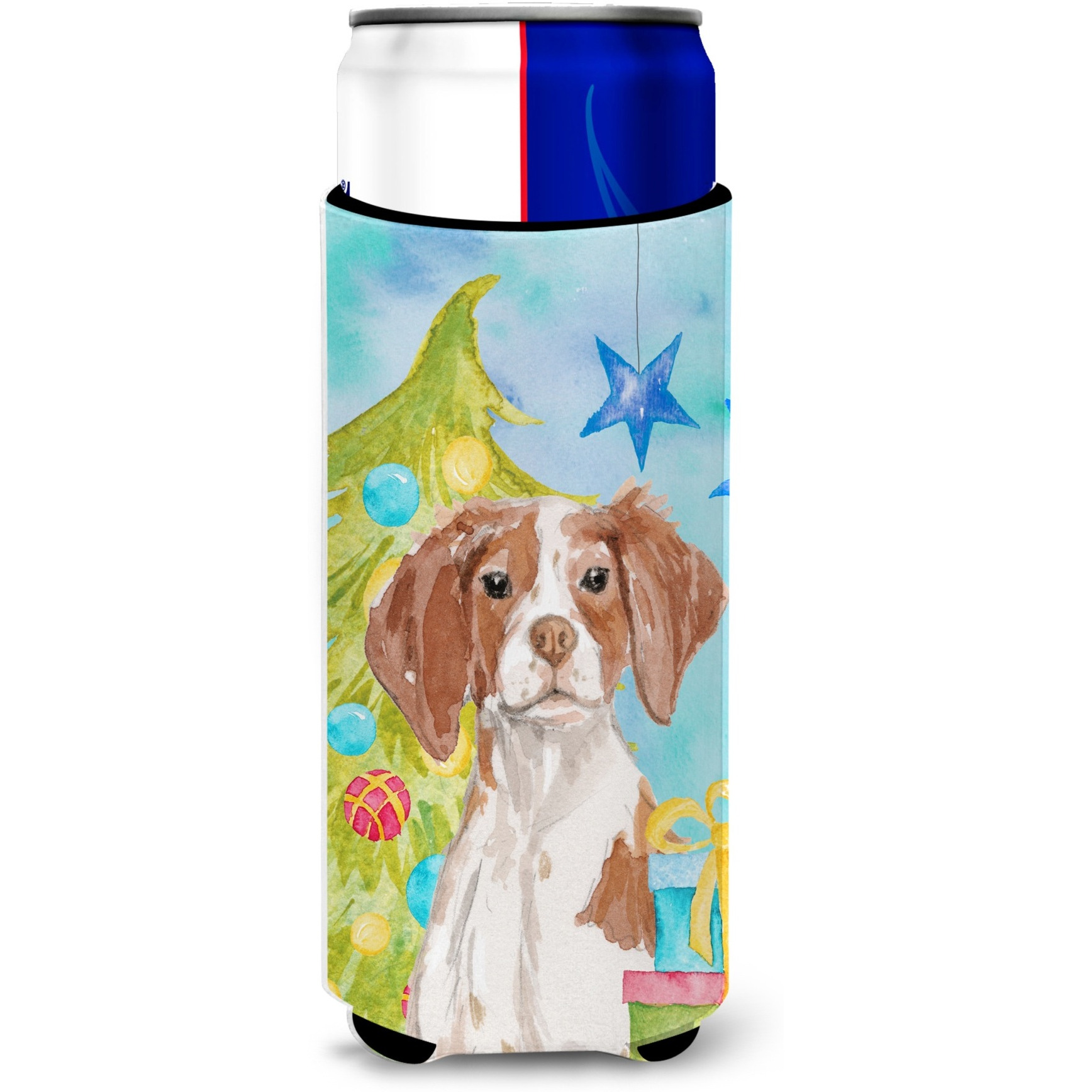 &quotCaroline's Treasures Brittany Spaniel Christmas Decorative Can Hugger, Slim, Multicolor"