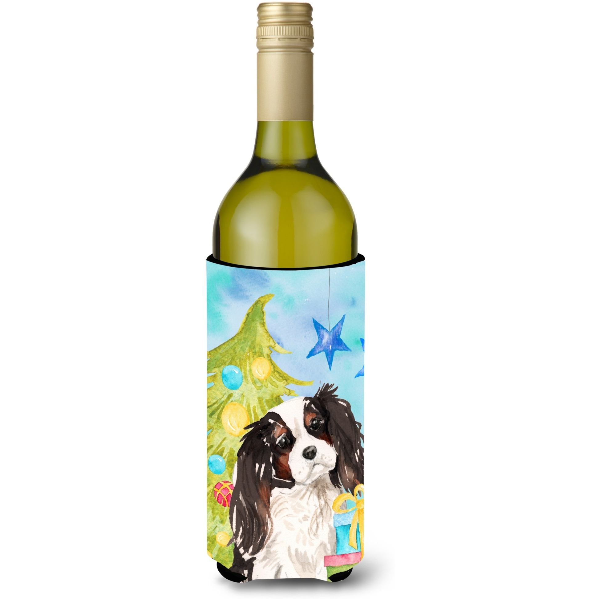&quotCaroline's Treasures Tricolor Cavalier Spaniel Christmas Decorative Bottle Hugger, 750ml, Multicolor"