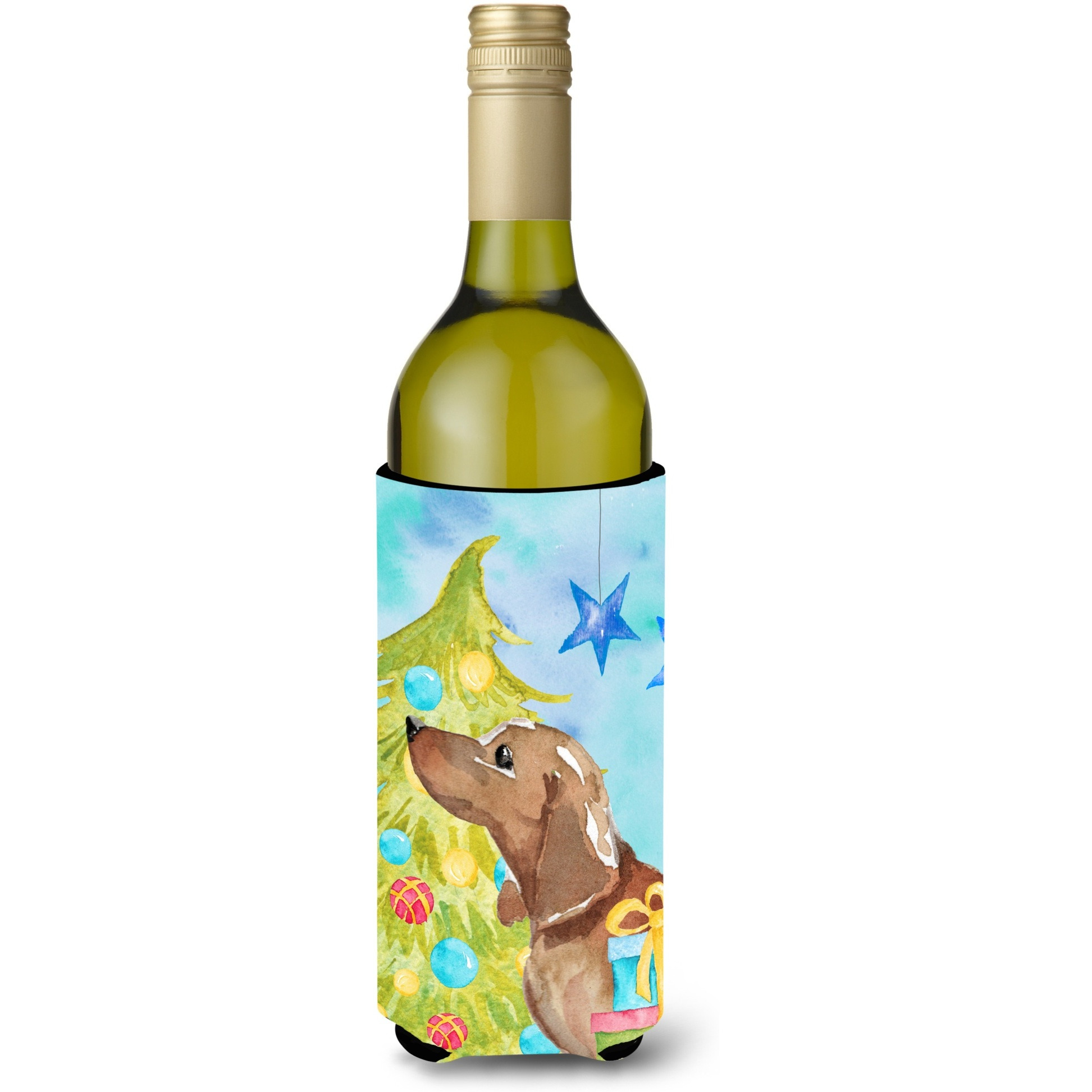 &quotCaroline's Treasures Red Tan Dachshund Christmas Decorative Bottle Hugger, 750ml, Multicolor"