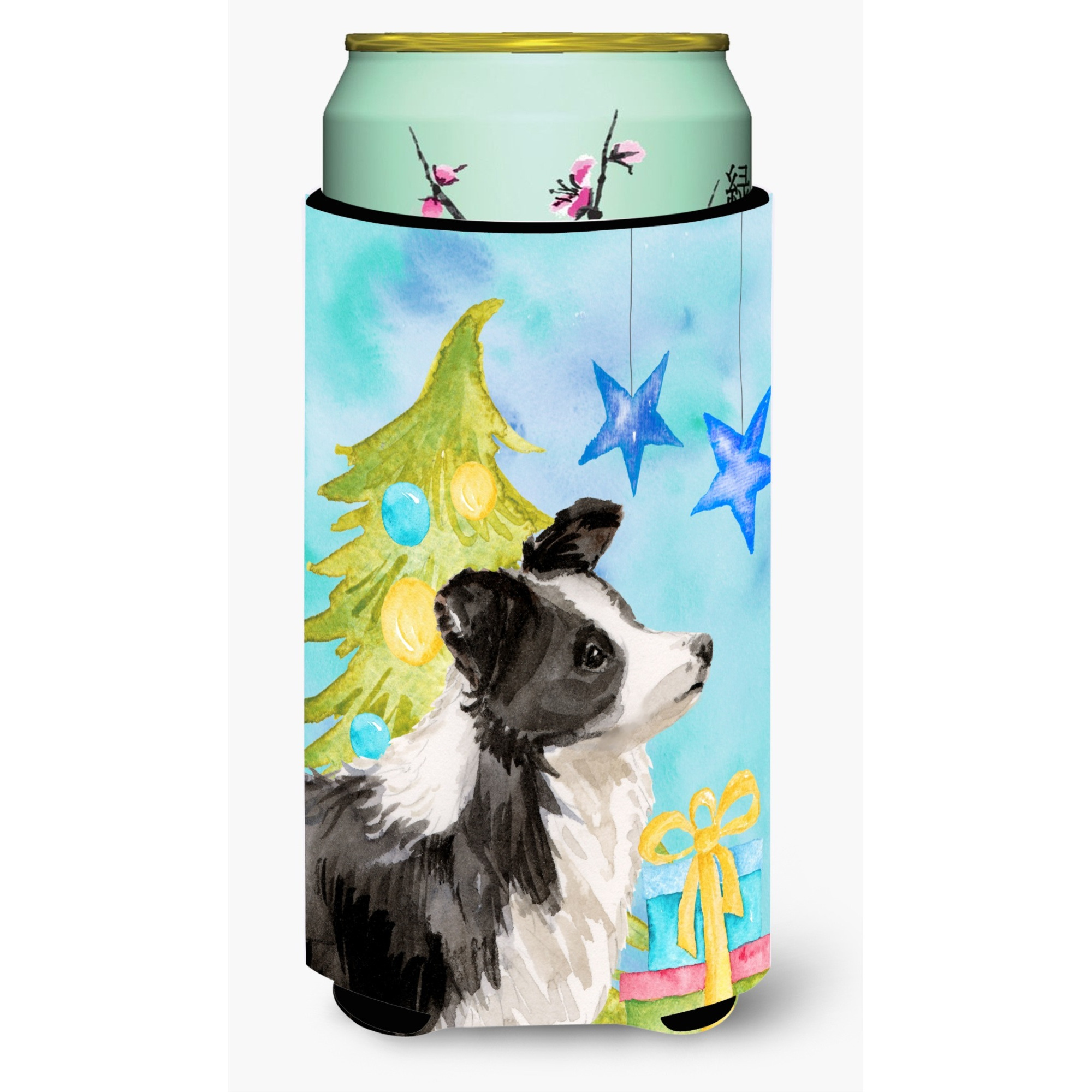 &quotCaroline's Treasures Border Collie Christmas Decorative Can Hugger, Tall, Multicolor"