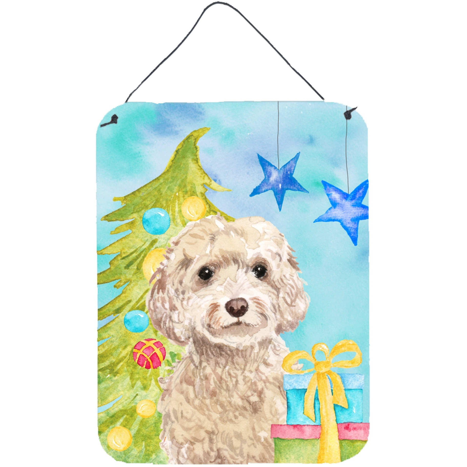 &quotCaroline's Treasures Champagne Cockapoo Christmas Metal Print, 16"" x 12"", Multicolor"