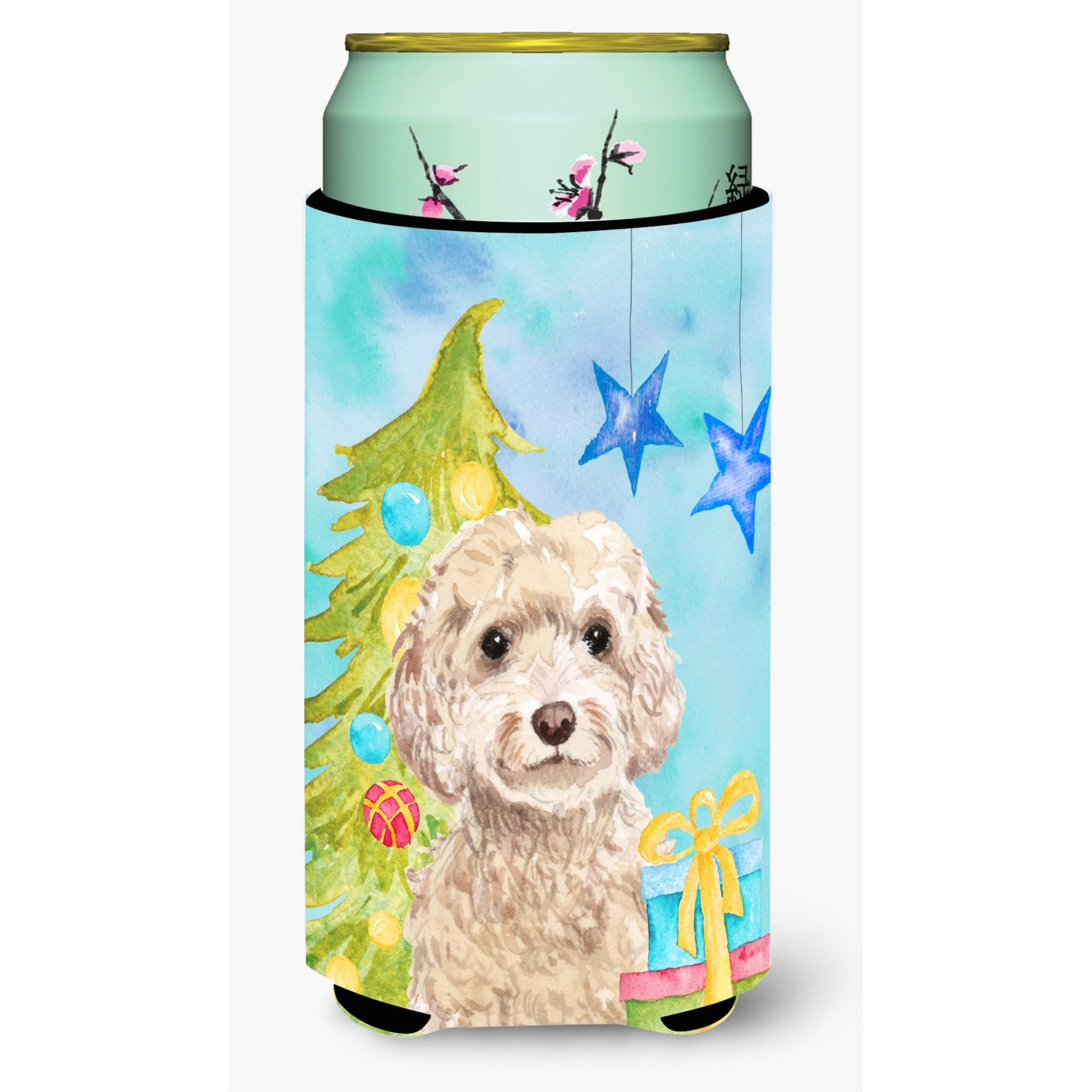 &quotCaroline's Treasures Champagne Cockapoo Christmas Decorative Can Hugger, Tall, Multicolor"