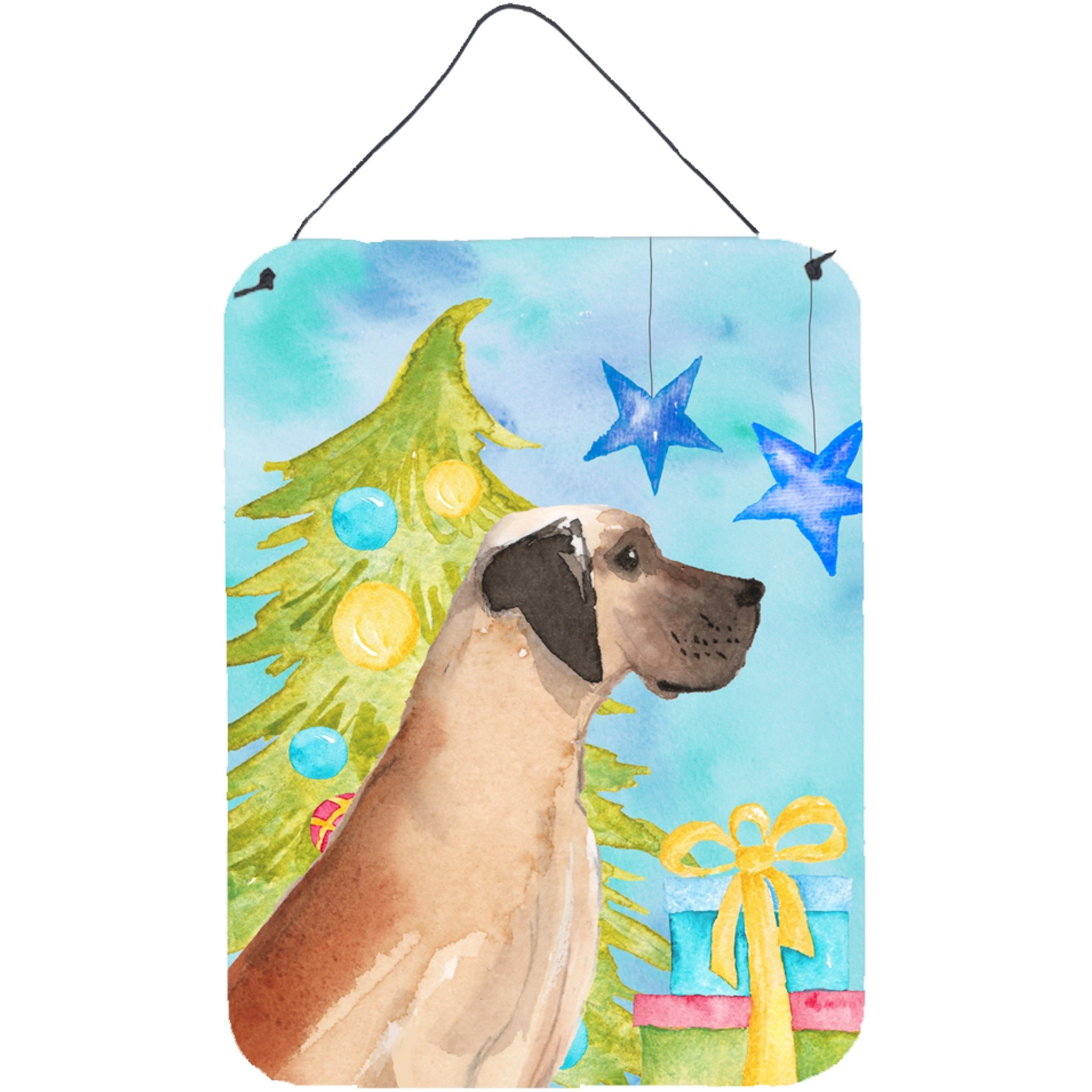 &quotCaroline's Treasures Fawn Natural Dane Christmas Metal Print, 16"" x 12"", Multicolor"