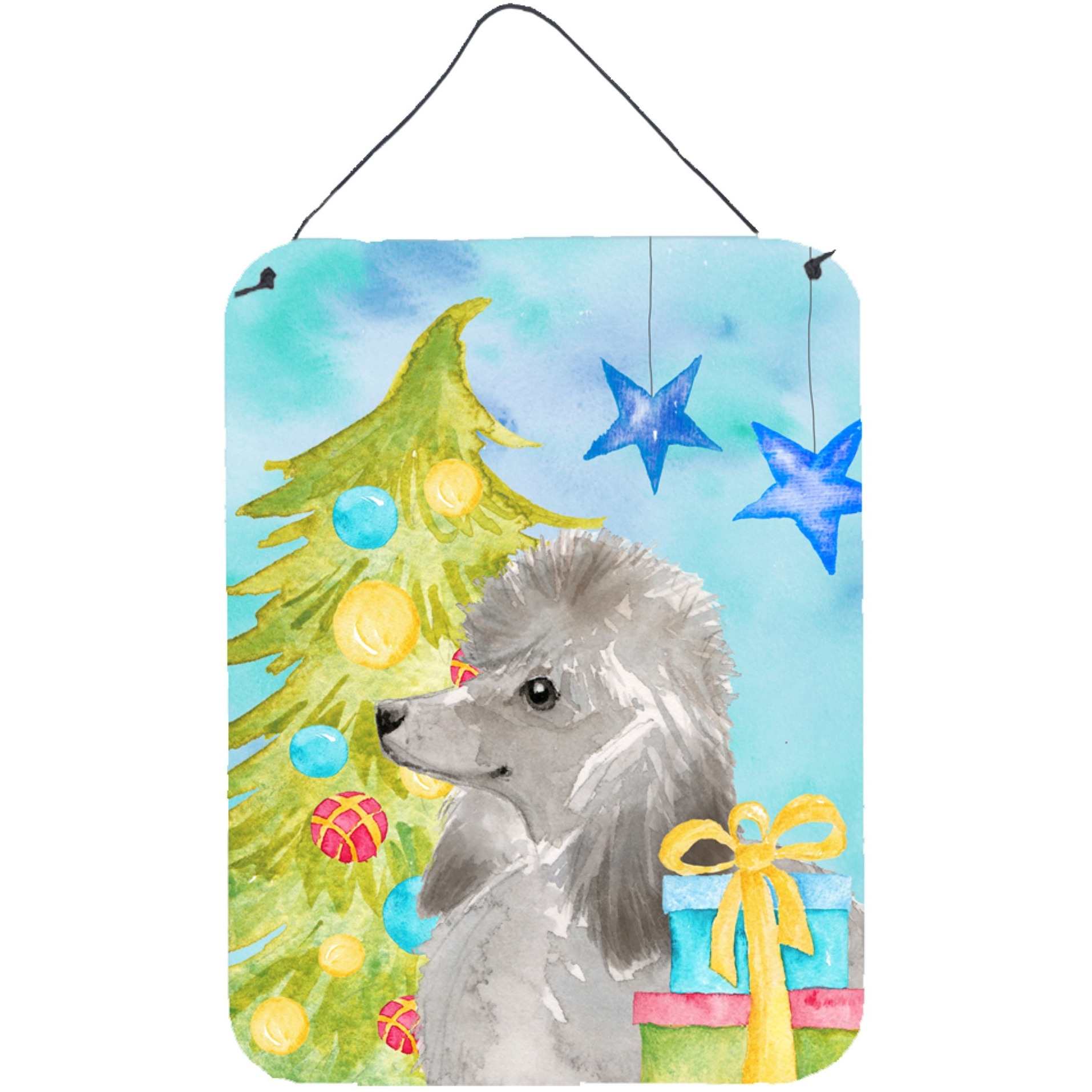 &quotCaroline's Treasures Grey Standard Poodle Christmas Metal Print, 16"" x 12"", Multicolor"