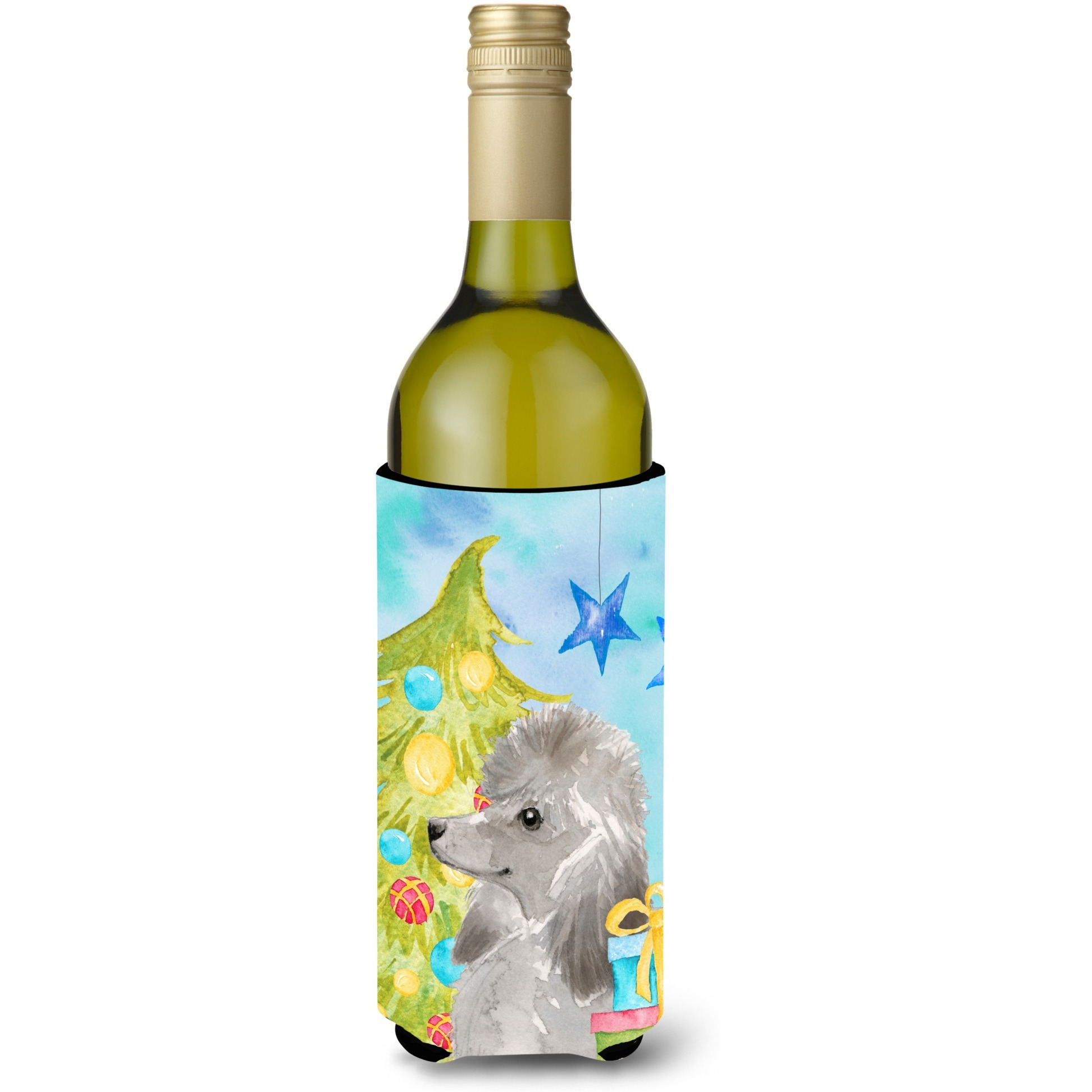 &quotCaroline's Treasures Grey Standard Poodle Christmas Decorative Bottle Hugger, 750ml, Multicolor"
