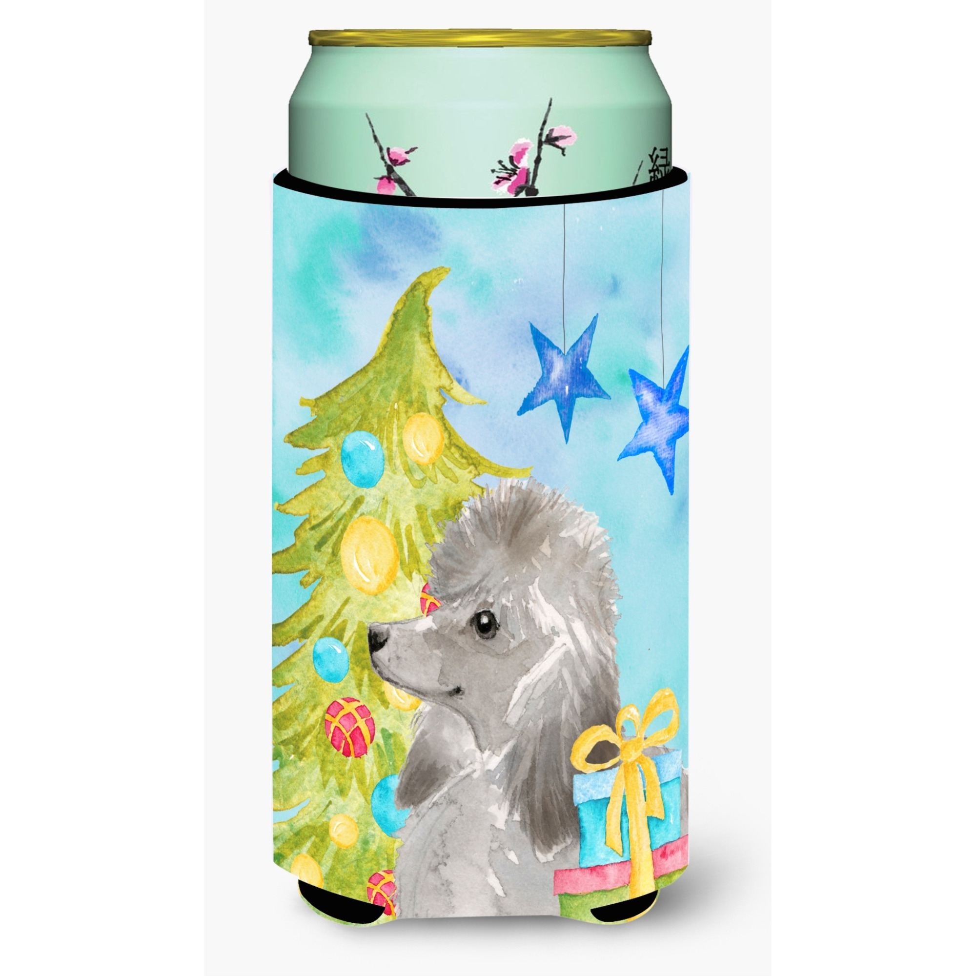 &quotCaroline's Treasures Grey Standard Poodle Christmas Decorative Can Hugger, Tall, Multicolor"