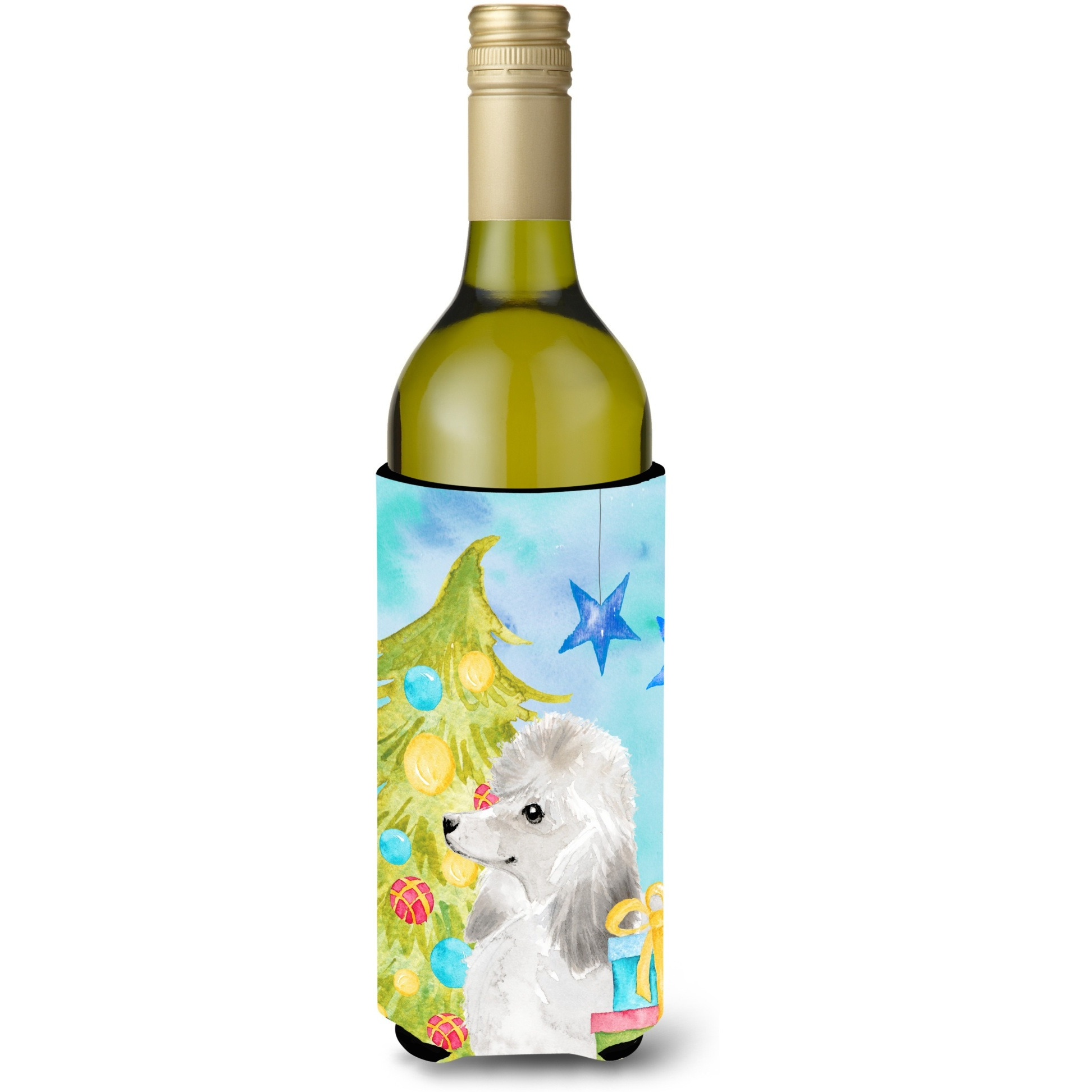 &quotCaroline's Treasures White Standard Poodle Christmas Decorative Bottle Hugger, 750ml, Multicolor"