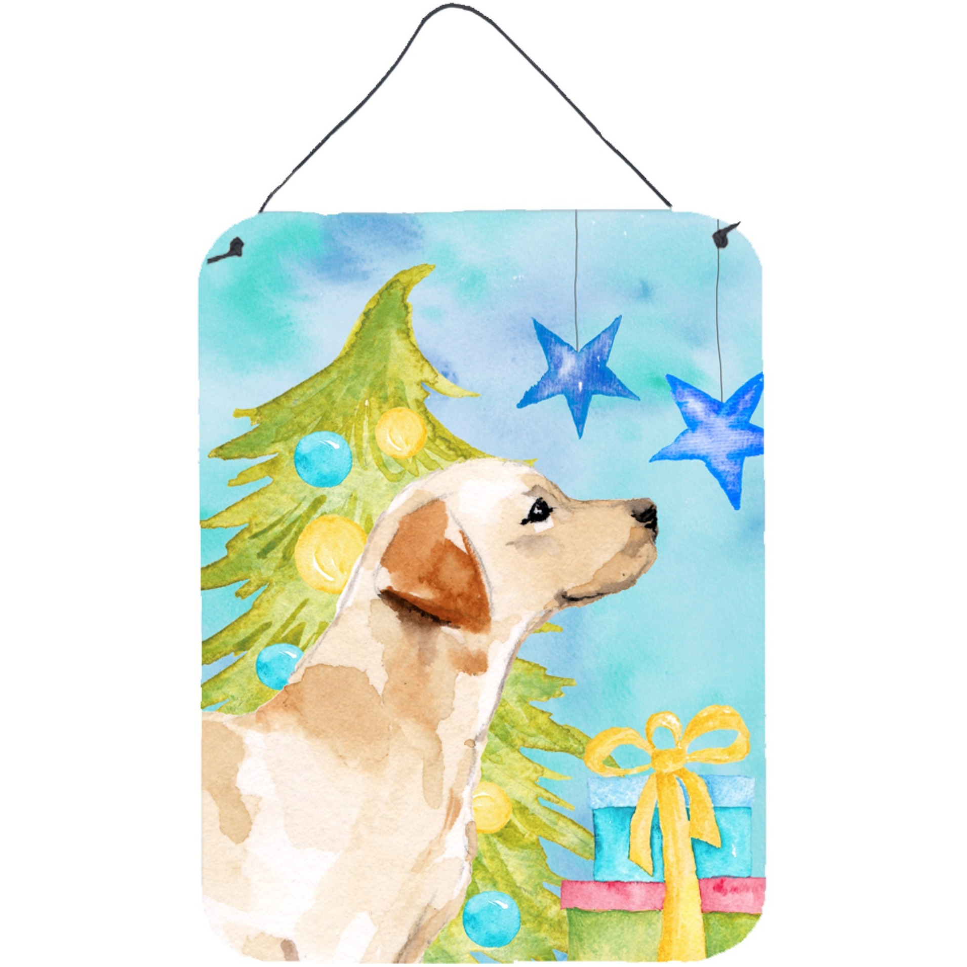 &quotCaroline's Treasures Yellow Labrador 2 Christmas Metal Print, 16"" x 12"", Multicolor"