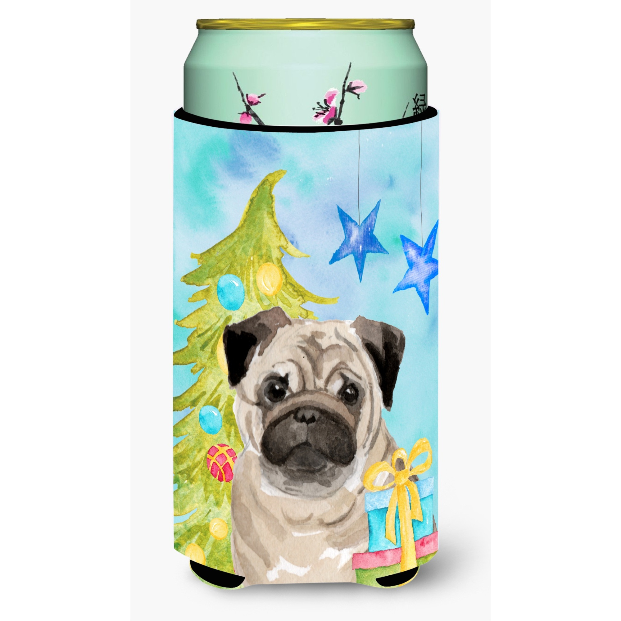 &quotCaroline's Treasures Fawn Pug Christmas Decorative Can Hugger, Tall, Multicolor"