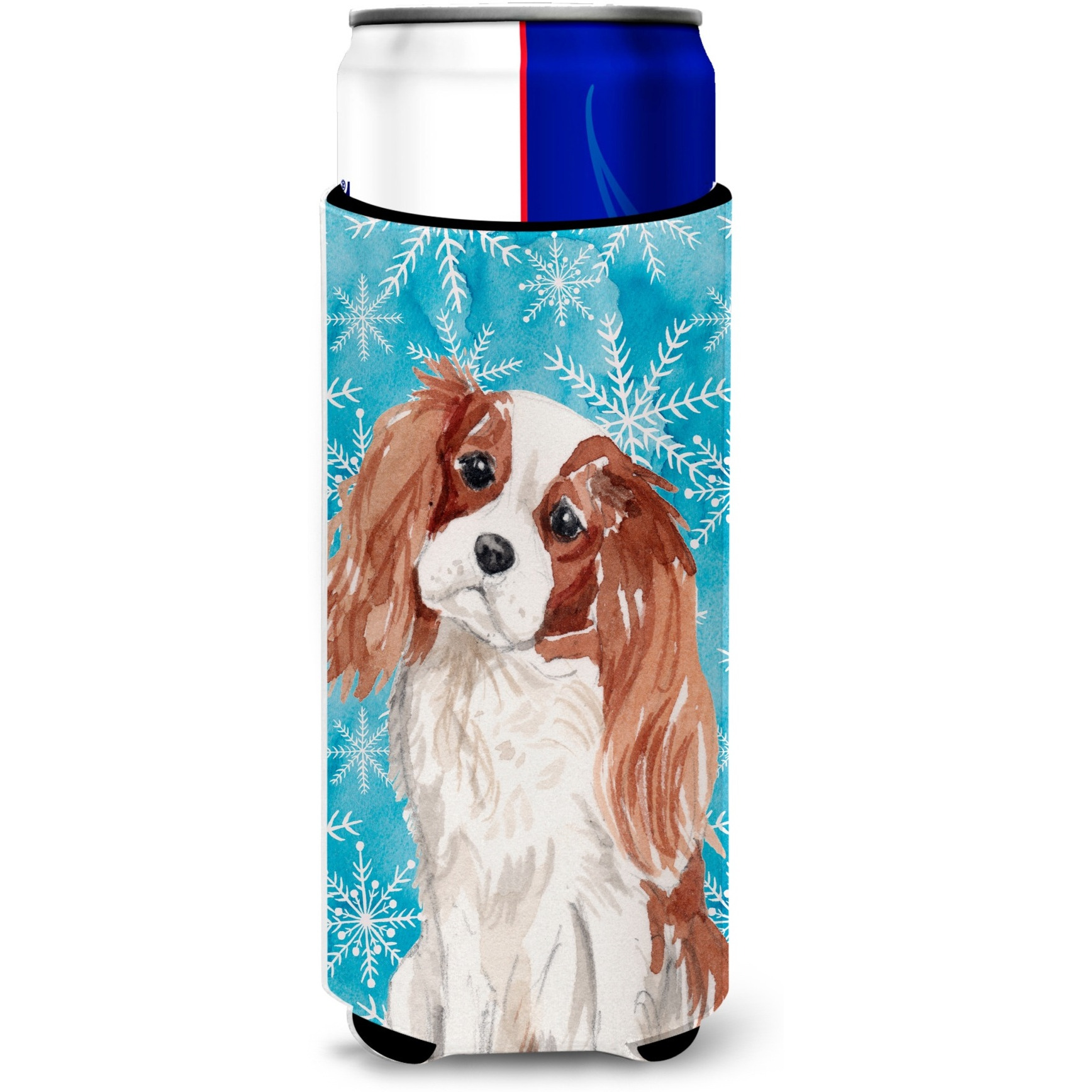 &quotCaroline's Treasures Blenheim Cavalier Spaniel Winter Decorative Can Hugger, Slim, Multicolor"
