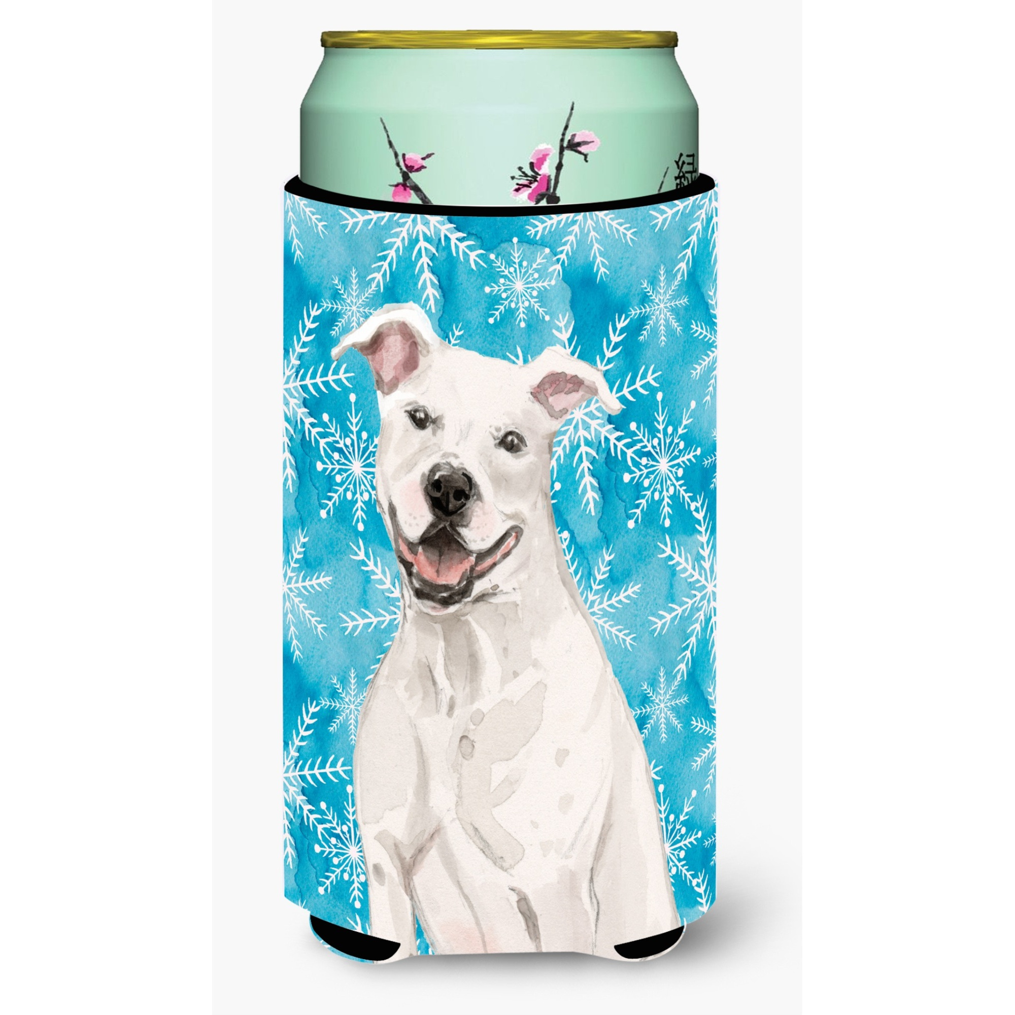 &quotCaroline's Treasures White Staffie Bull Terrier Winter Decorative Can Hugger, Tall, Multicolor"