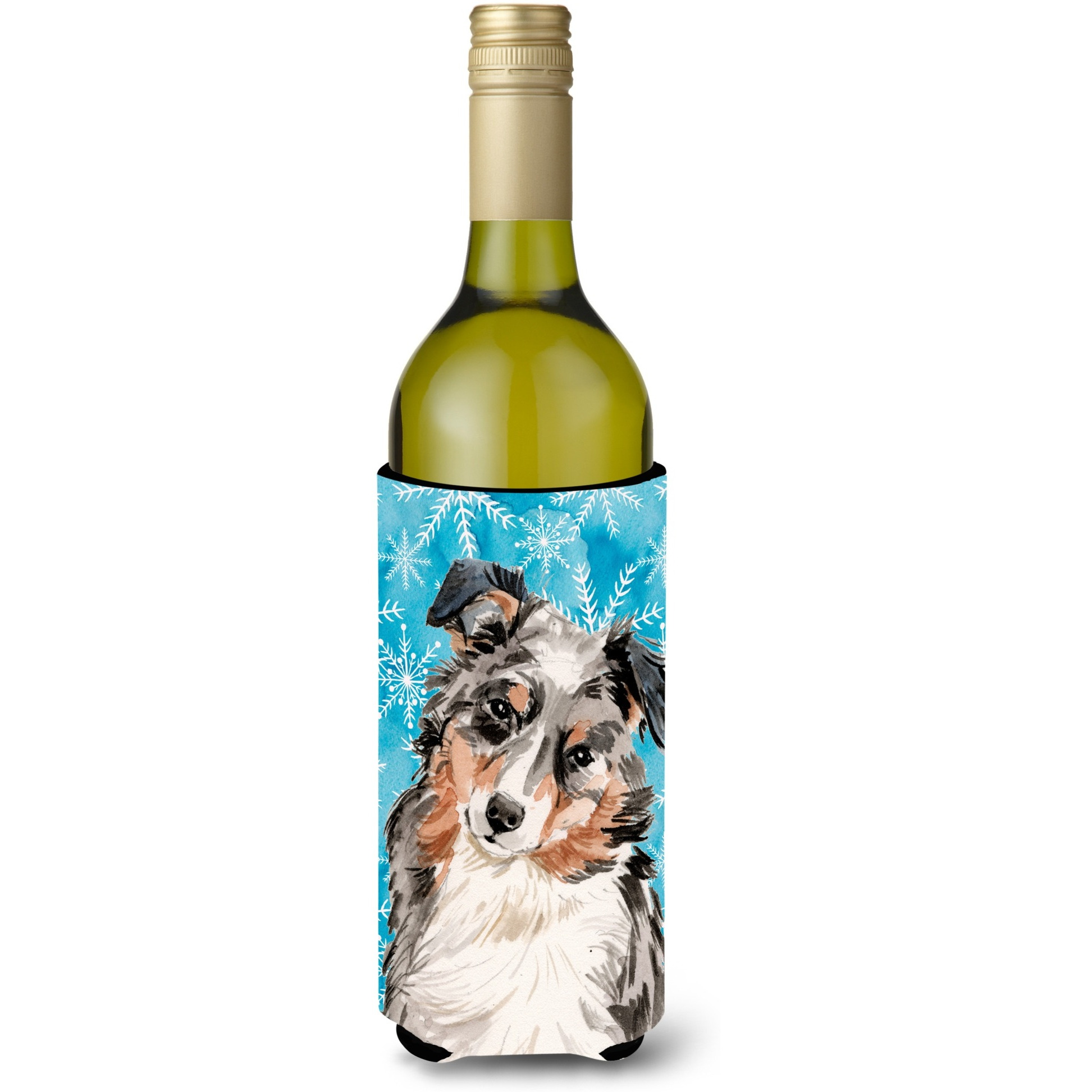 &quotCaroline's Treasures Australian Shepherd Winter Decorative Bottle Hugger, 750ml, Multicolor"