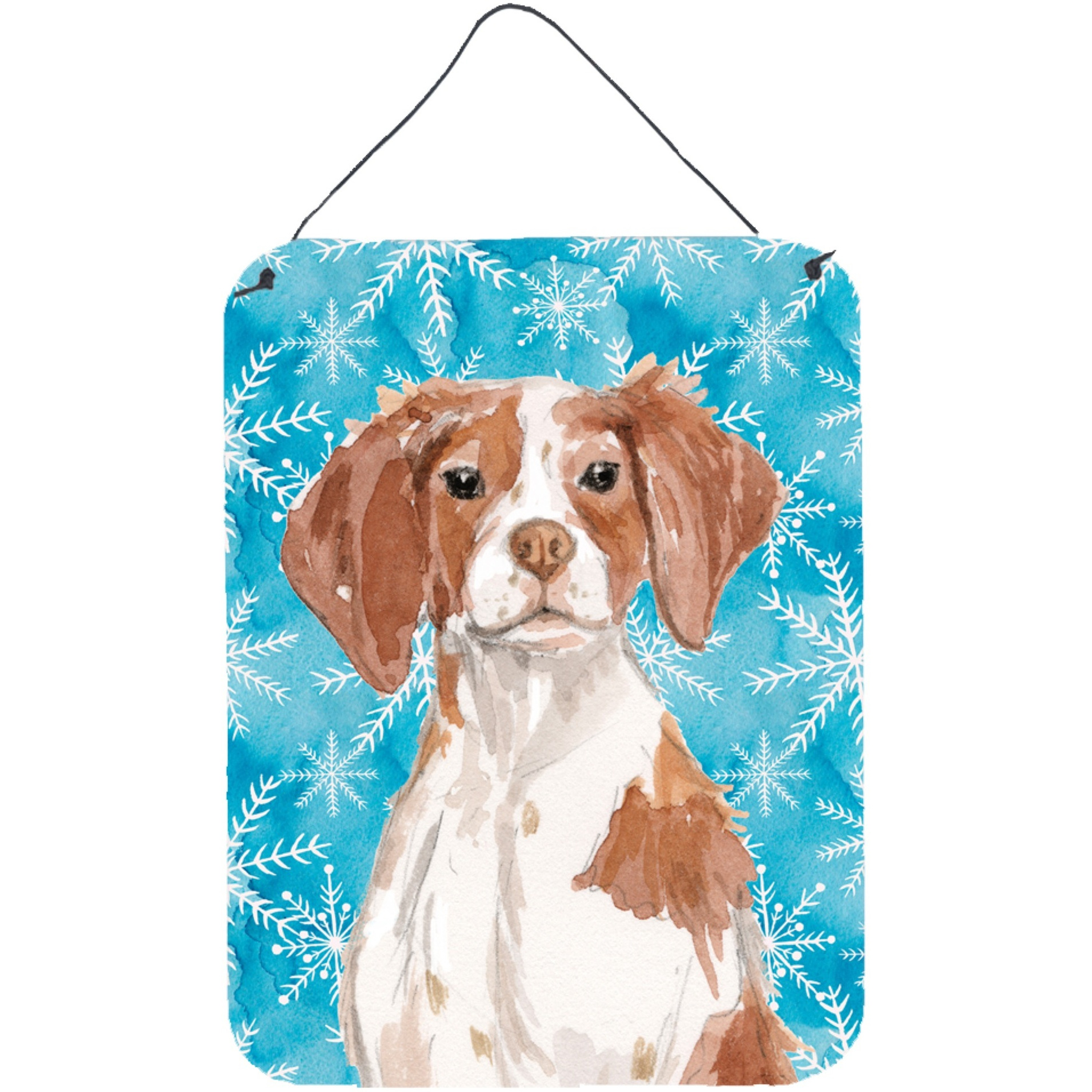 &quotCaroline's Treasures Brittany Spaniel Winter Metal Print, 16"" x 12"", Multicolor"